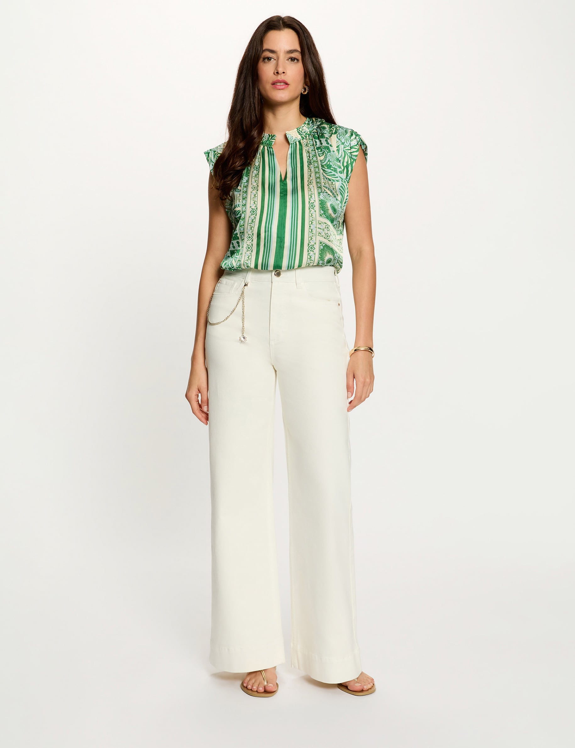 Blusa sin mangas cuello v multicolor mujer