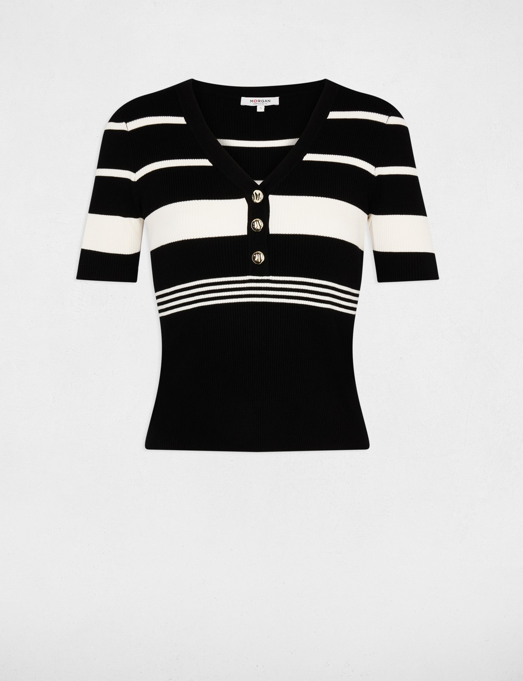 Jersey fino cuello v negro mujer