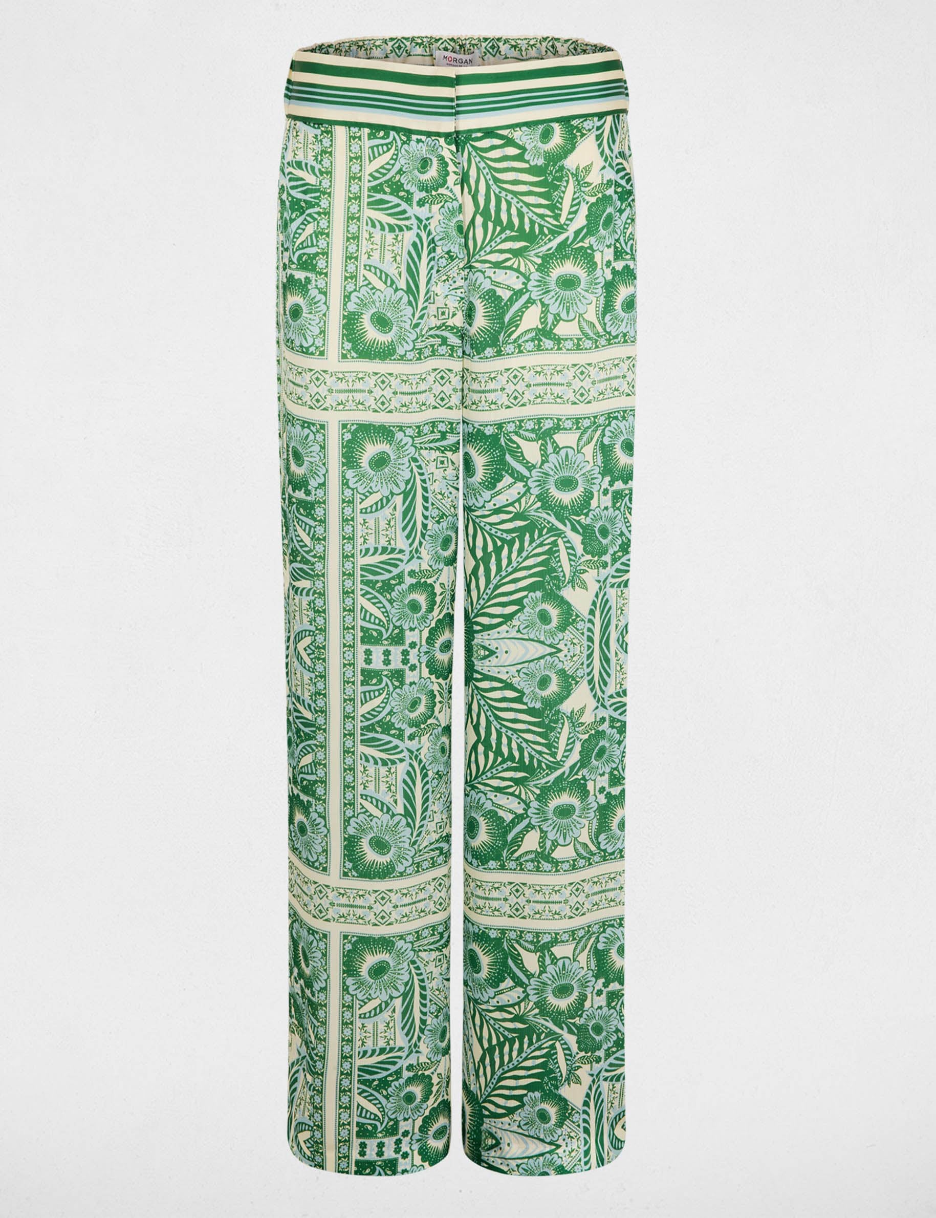 Pantal&oacute;n ancho de tiro alto multicolor mujer