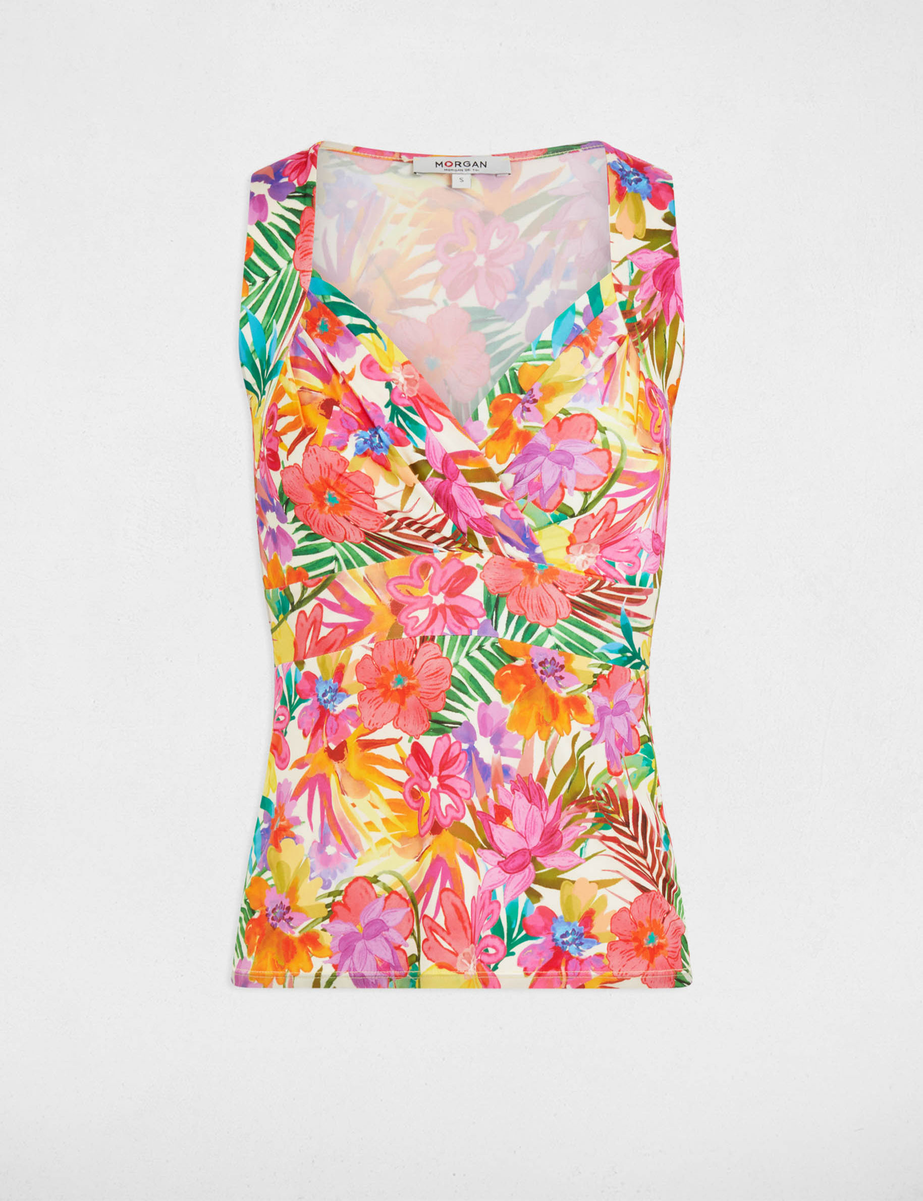 Camiseta ajustada cuello coraz&oacute;n multicolor mujer