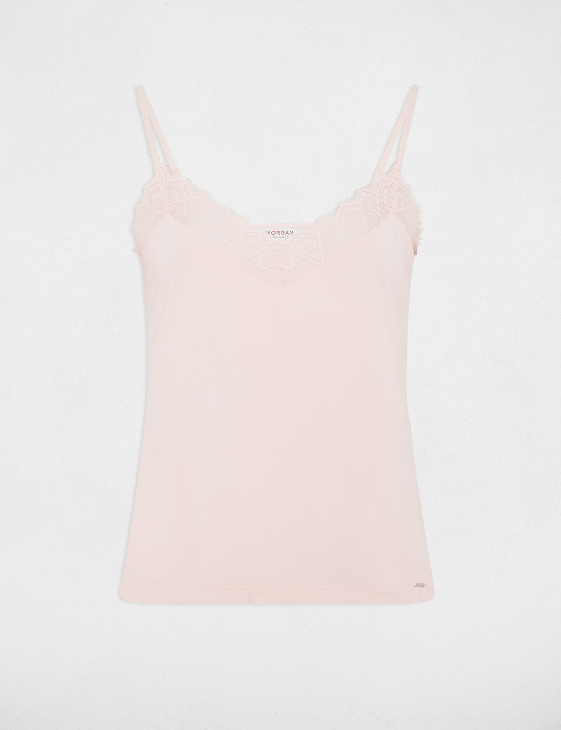 Top con encaje rosa claro mujer