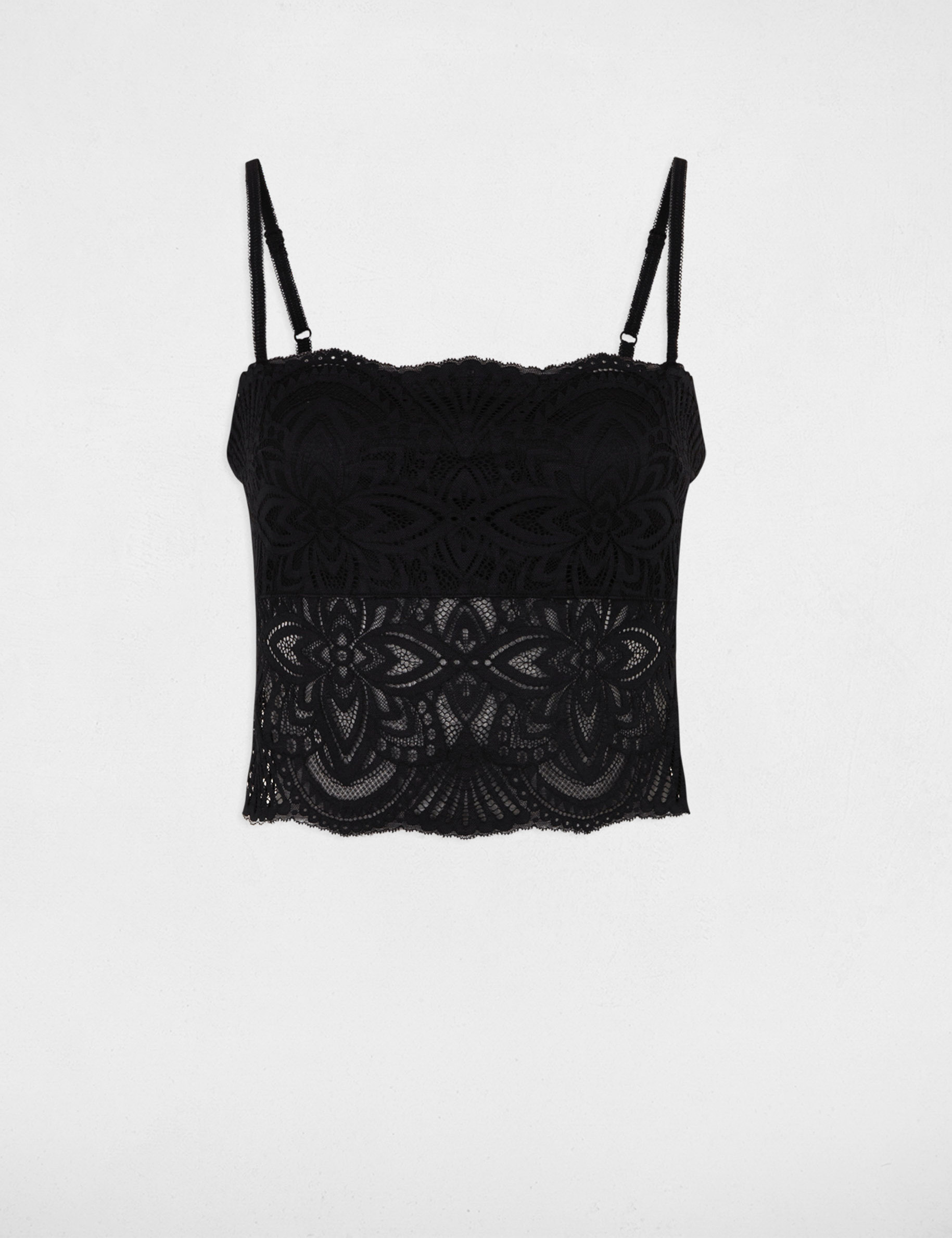 top con tirantes finos negro mujer Top con tirantes finos negro mujer