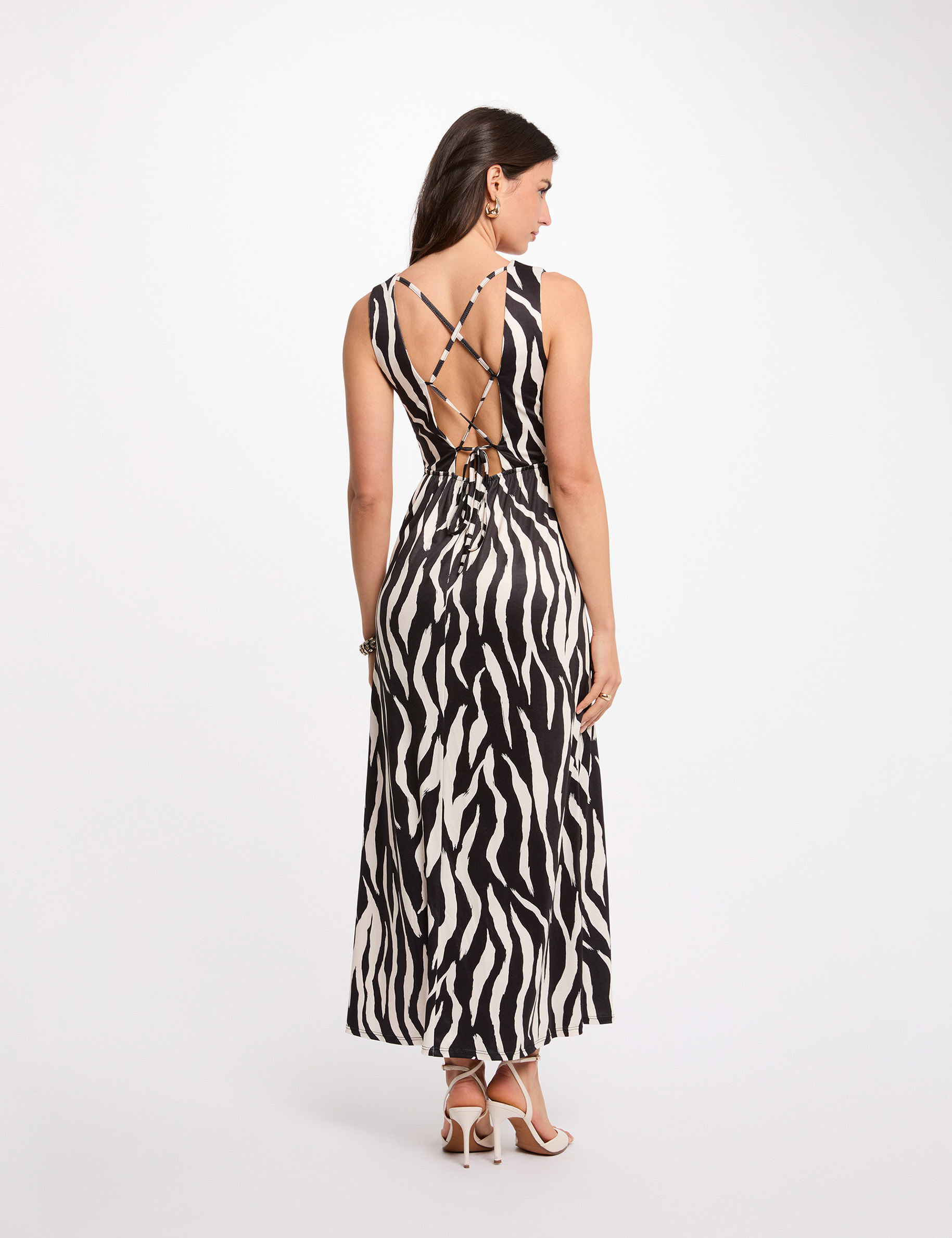 Vestido largo con escote multicolor mujer