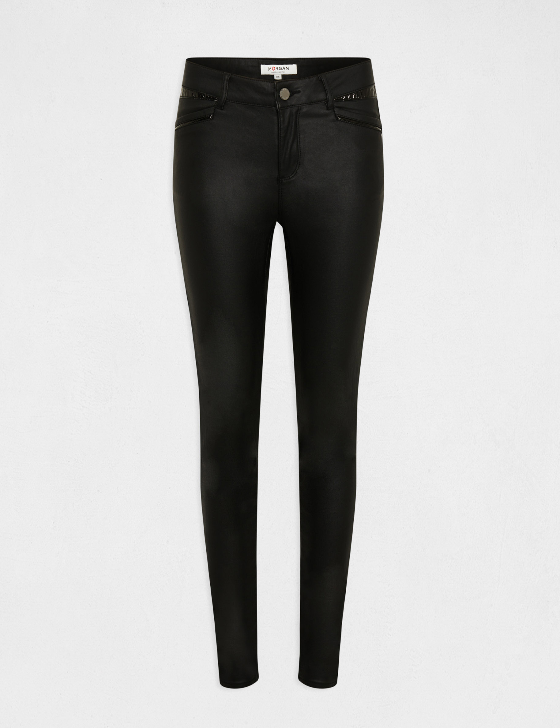 pantalon skinny efecto mojado negro mujer Pantalón skinny efecto mojado negro mujer