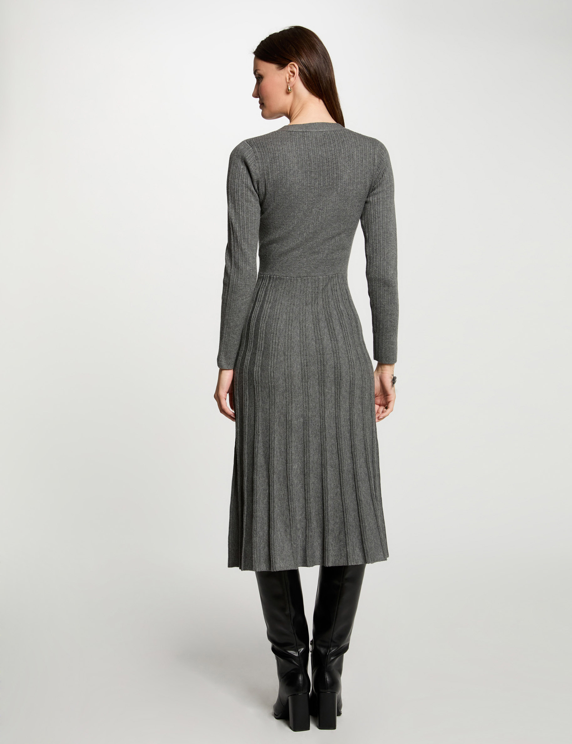 ROBE MIDI AJUSTÉE PLISSÉE - MARINE | FR