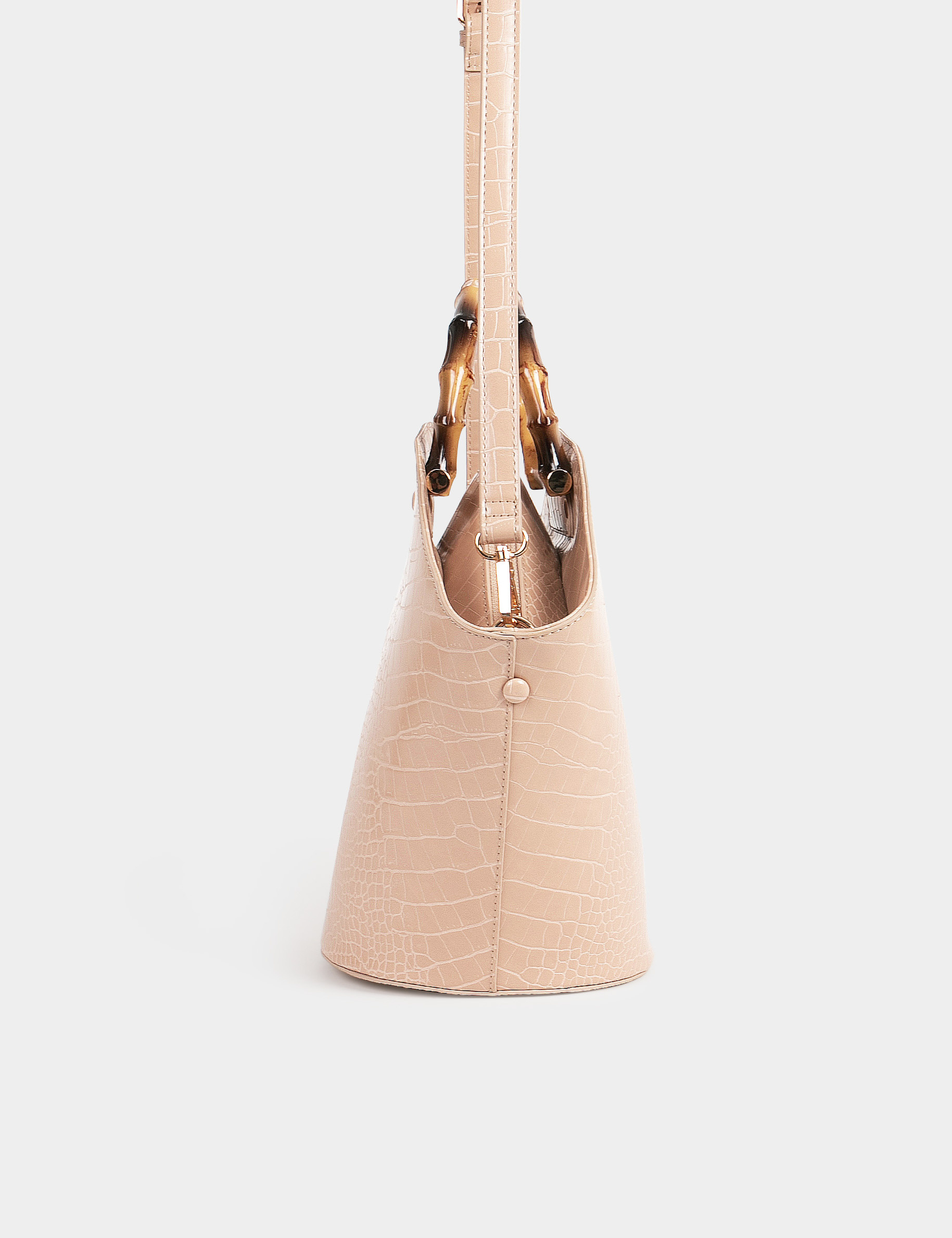 Bolso shopper con asas bambú beis mujer Bolso shopper con asas bambú beis mujer