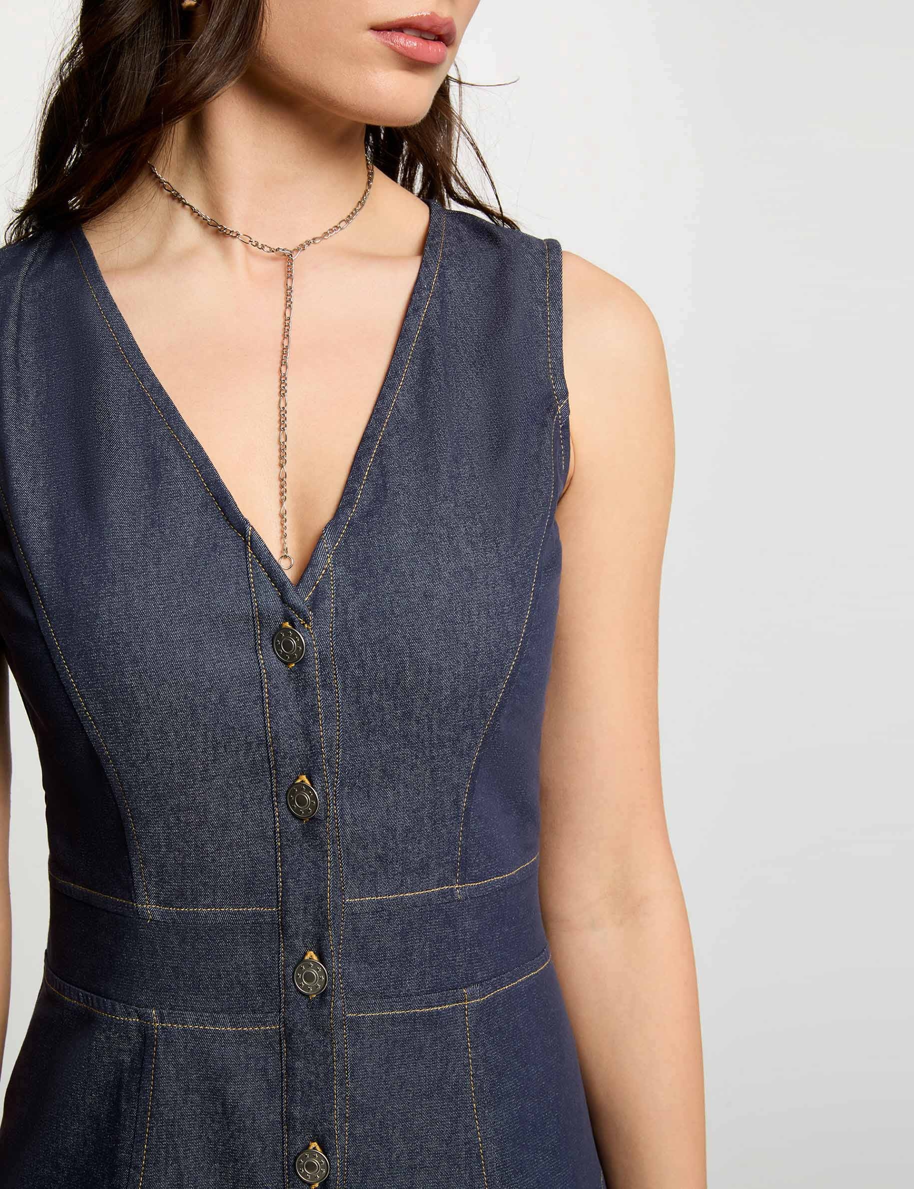 Vestido ajustado efecto vaquero denim crudo mujer