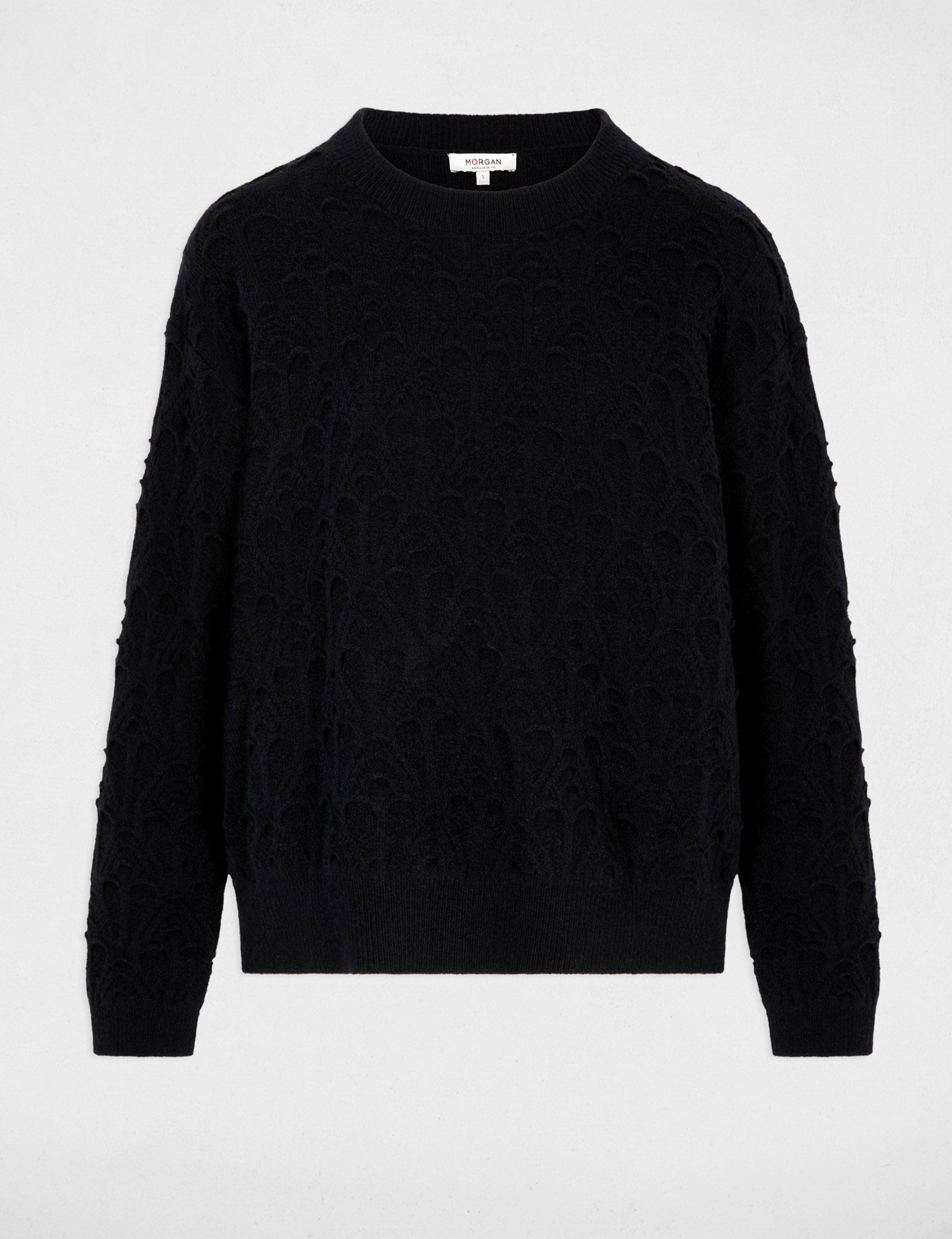 Jersey cuello redondo fantas&iacute;a negro mujer