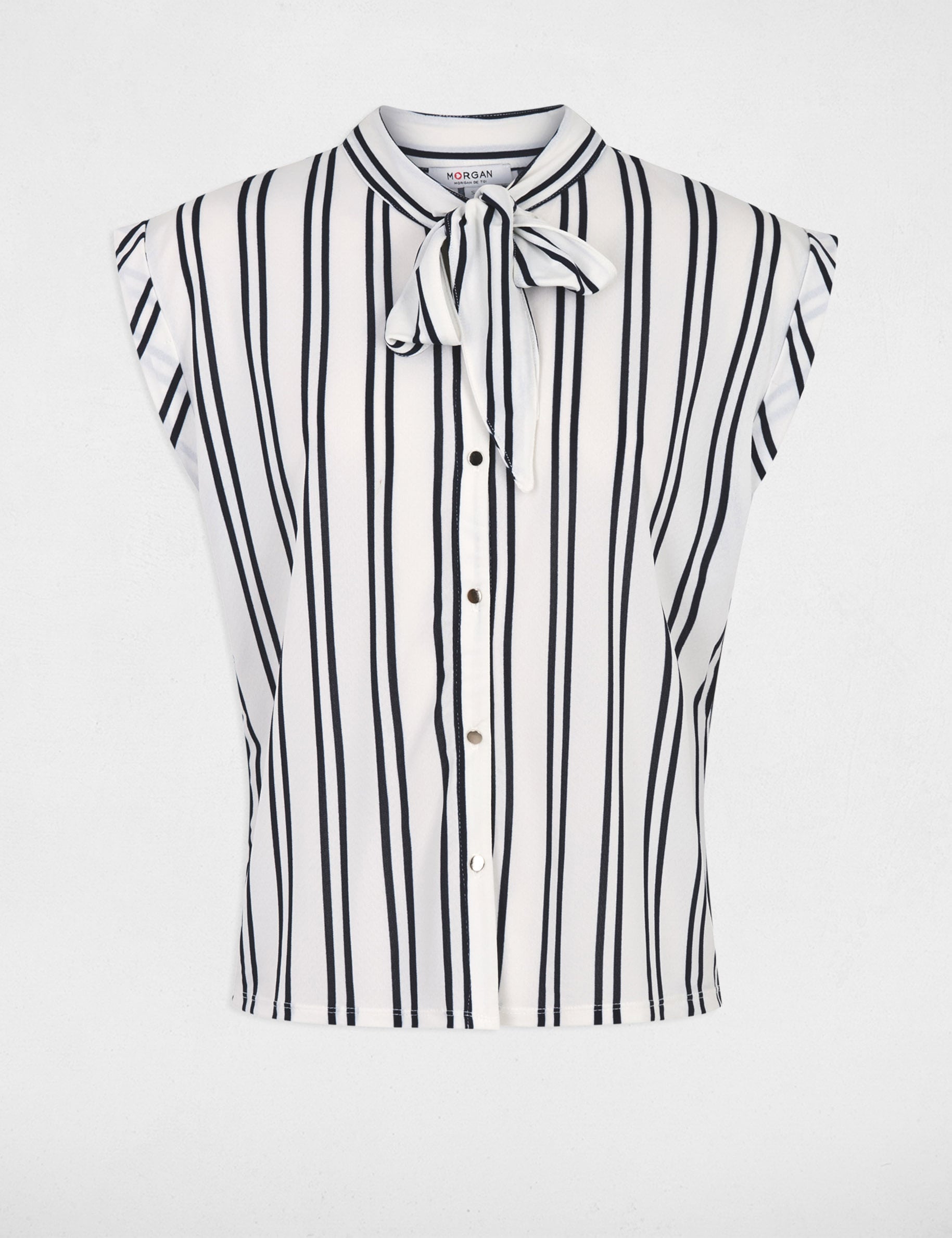 Blusa con cuello lazada blanco mujer