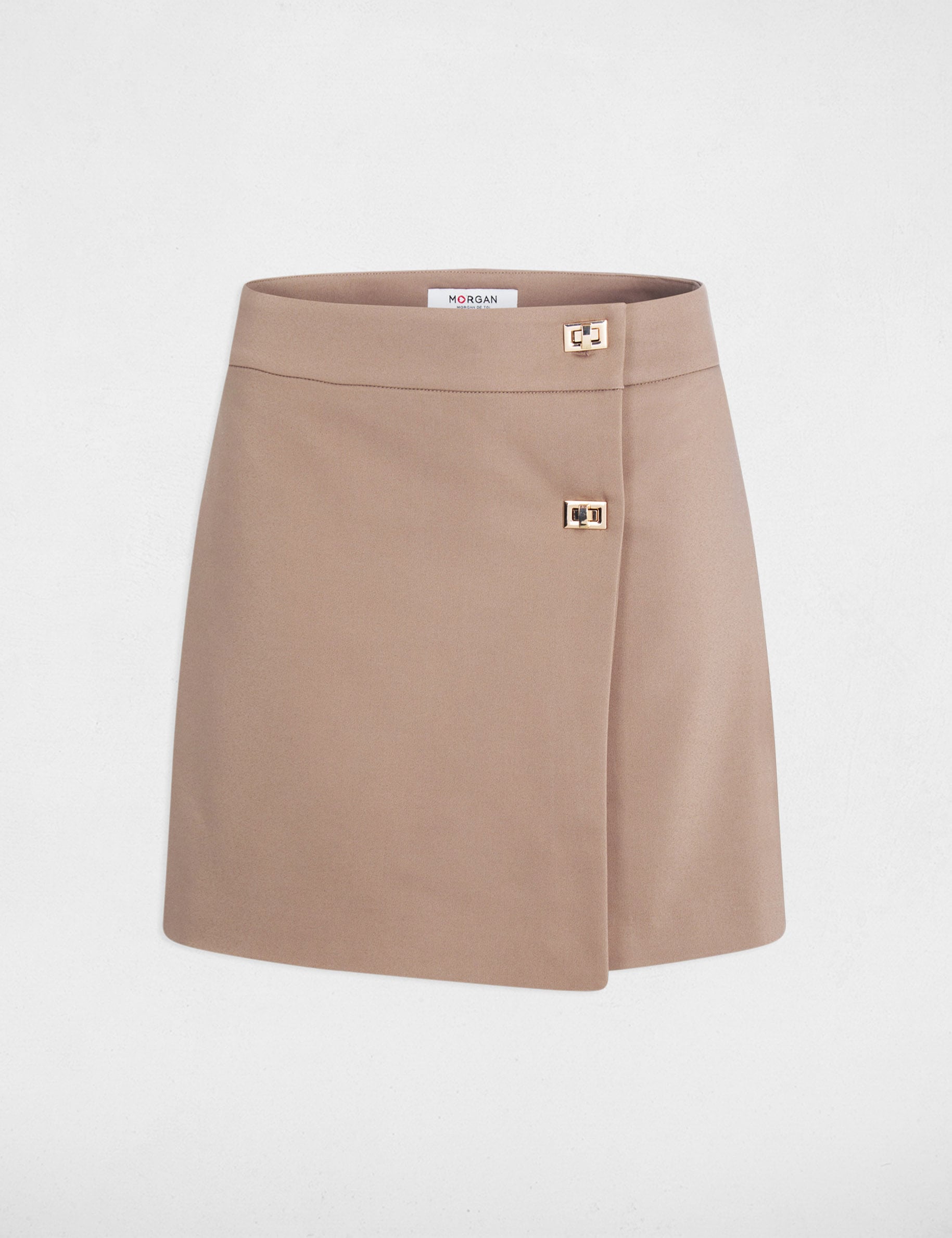 Falda pantal&oacute;n corto de cintura alta topo mujer