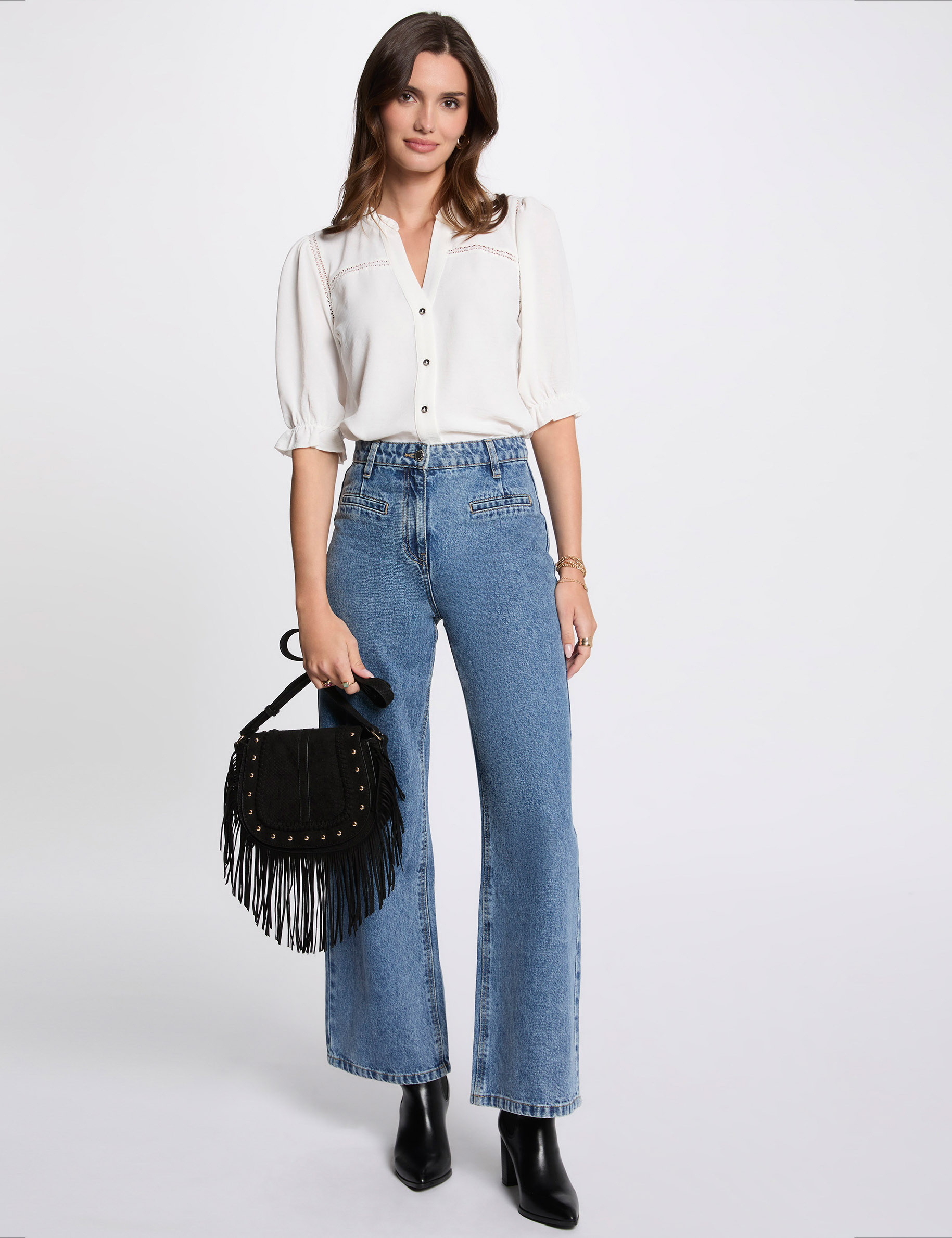 blusa manga 34 marfil mujer Blusa manga 3/4 marfil mujer
