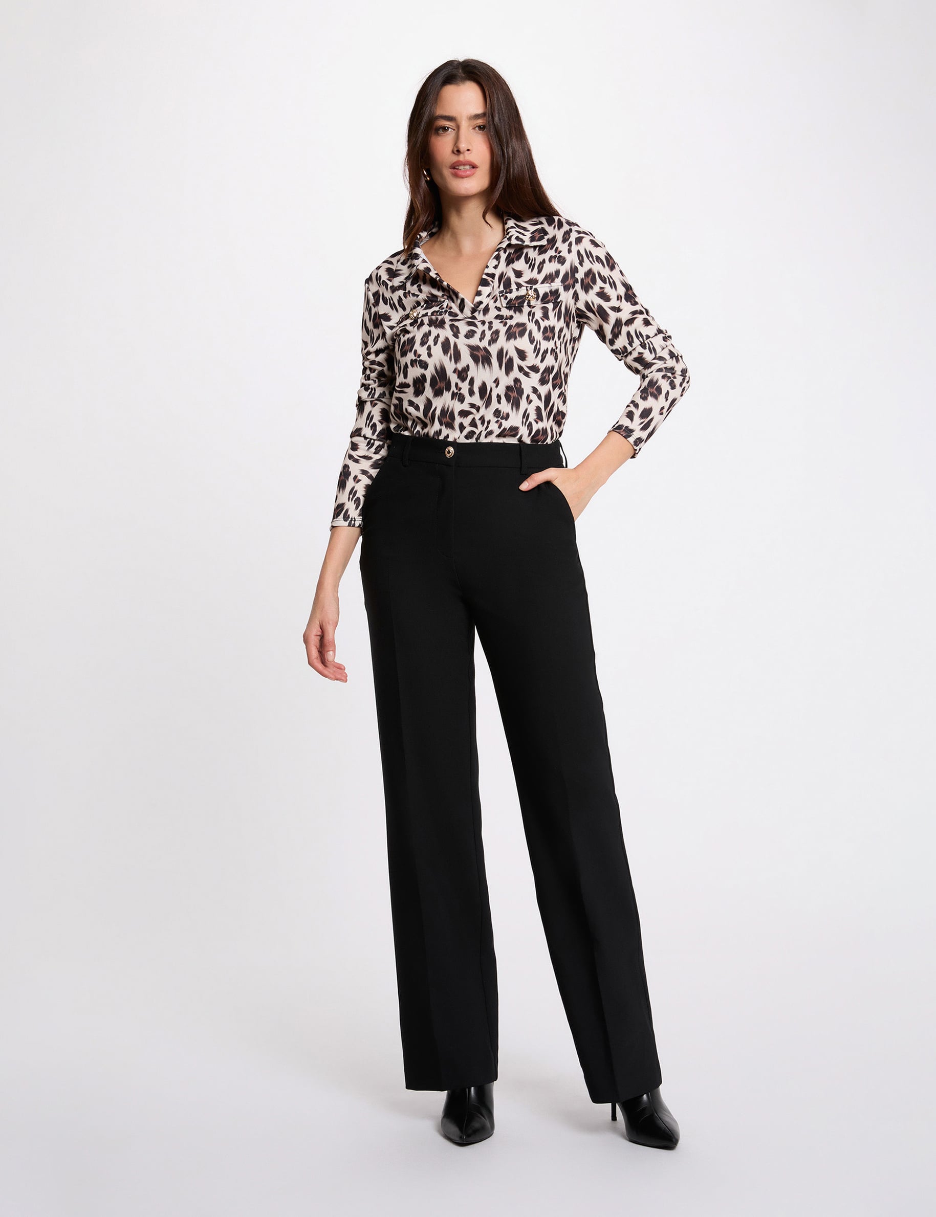Jersey ligero con cuello vuelto multicolor mujer