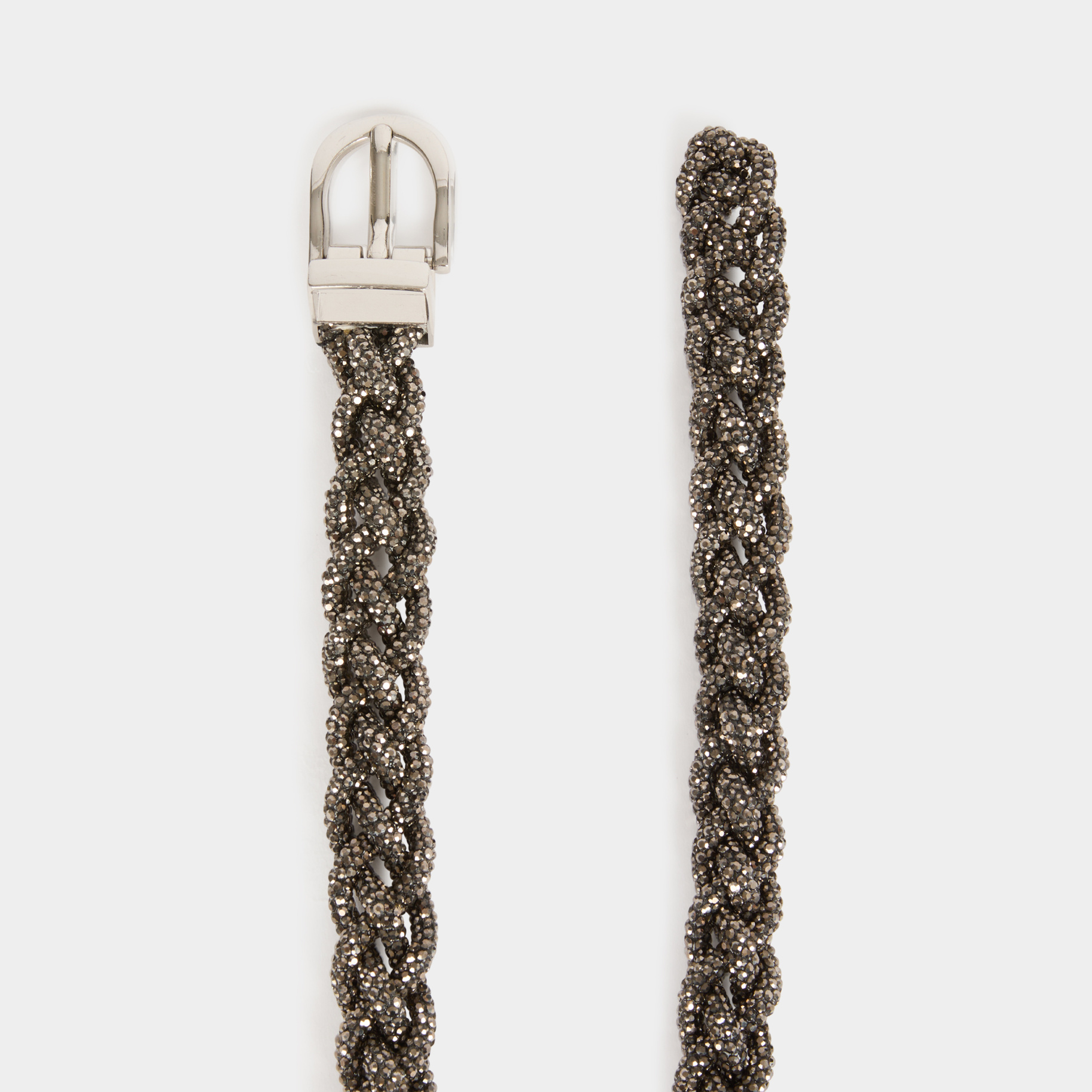 cinturon trenzado con strass gris claro mujer Cinturón trenzado con strass gris claro mujer