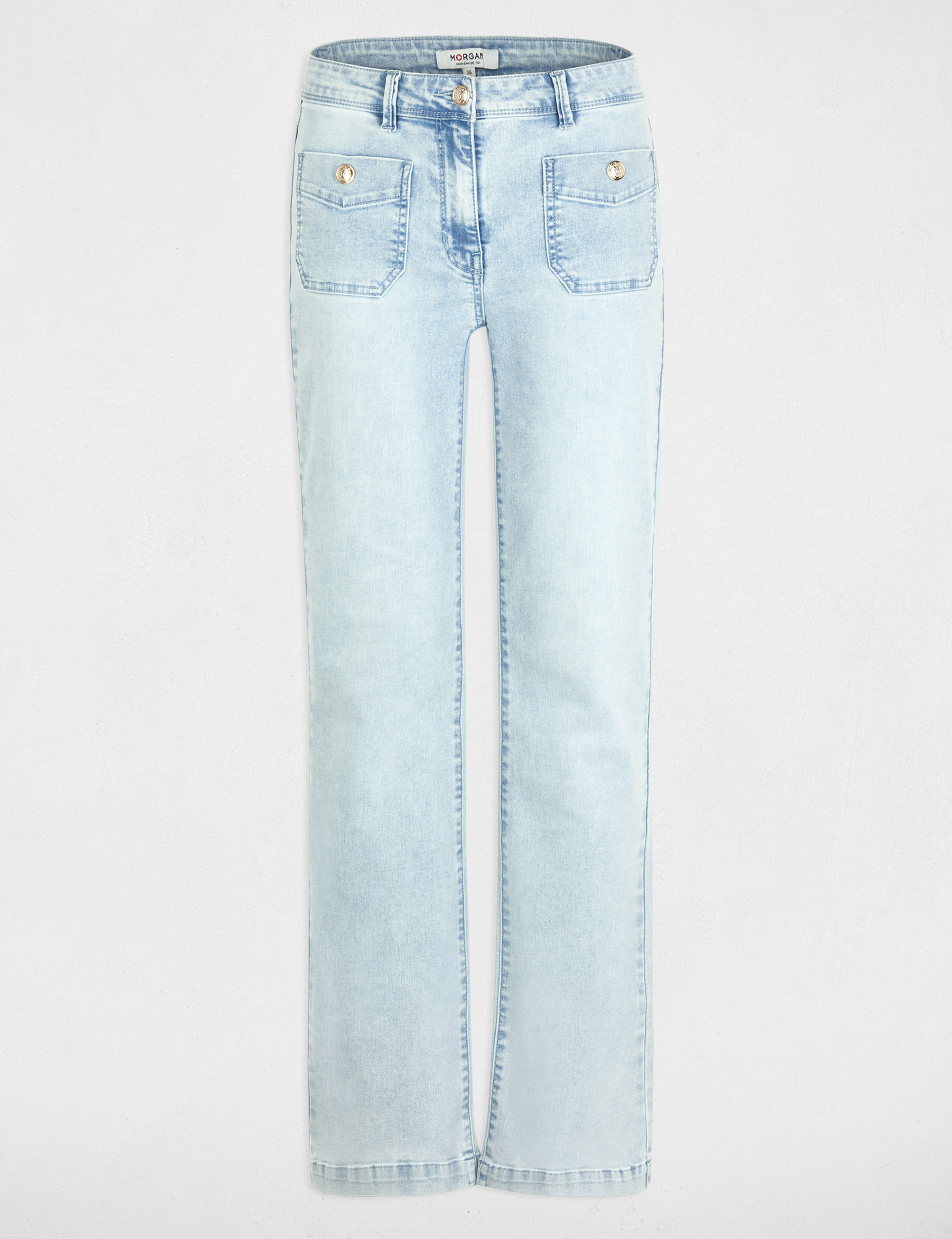 Vaqueros bootcut denim descolorido mujer