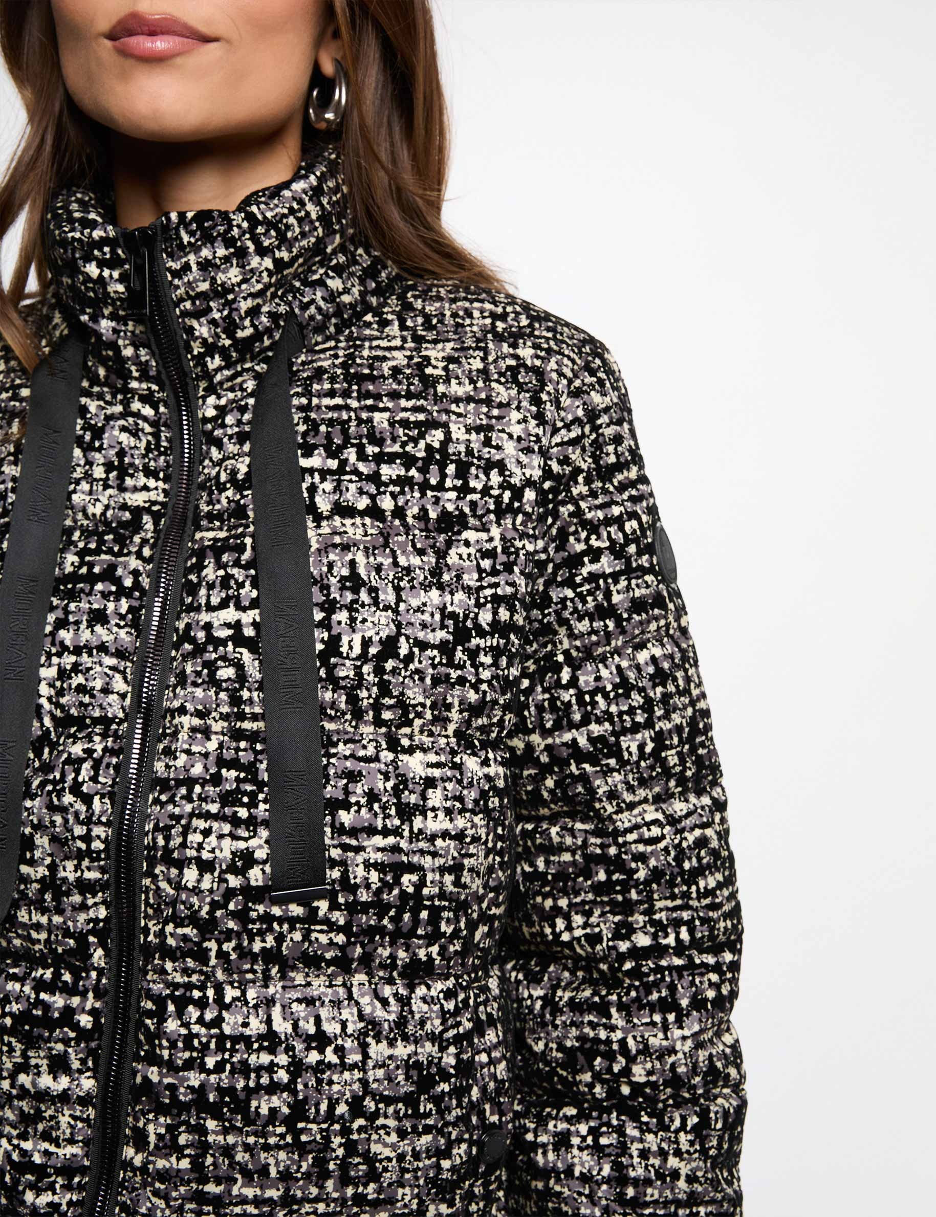 Chaqueta tweed con cuello alto multicolor mujer