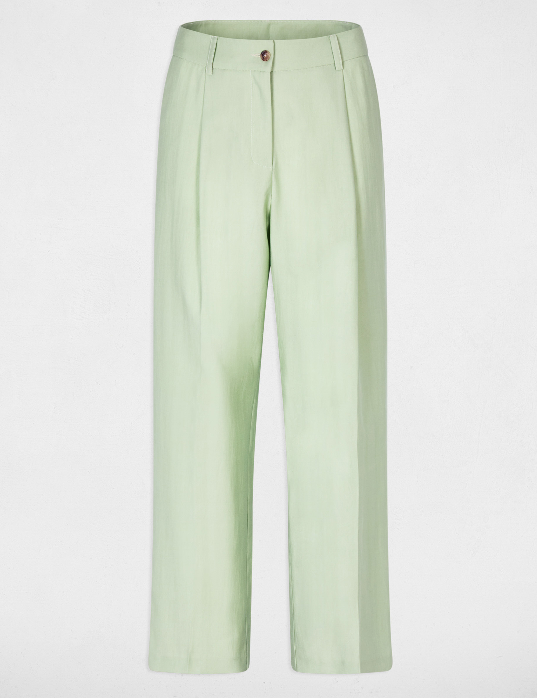 Pantal&oacute;n carrot de tiro alto verde pastel mujer