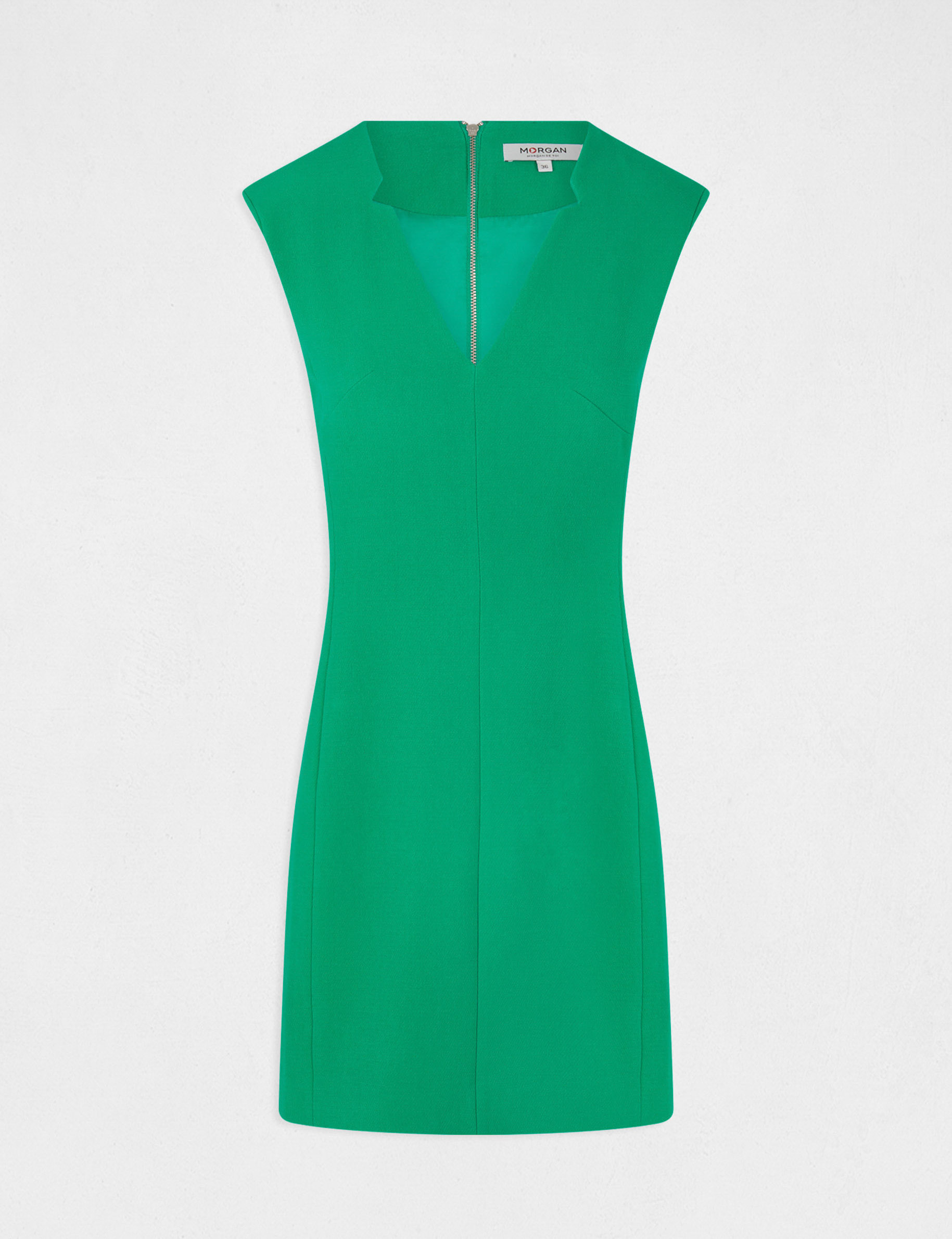Vestido ajustado sin mangas escote en V verde mujer Vestido ajustado sin mangas escote en V verde mujer