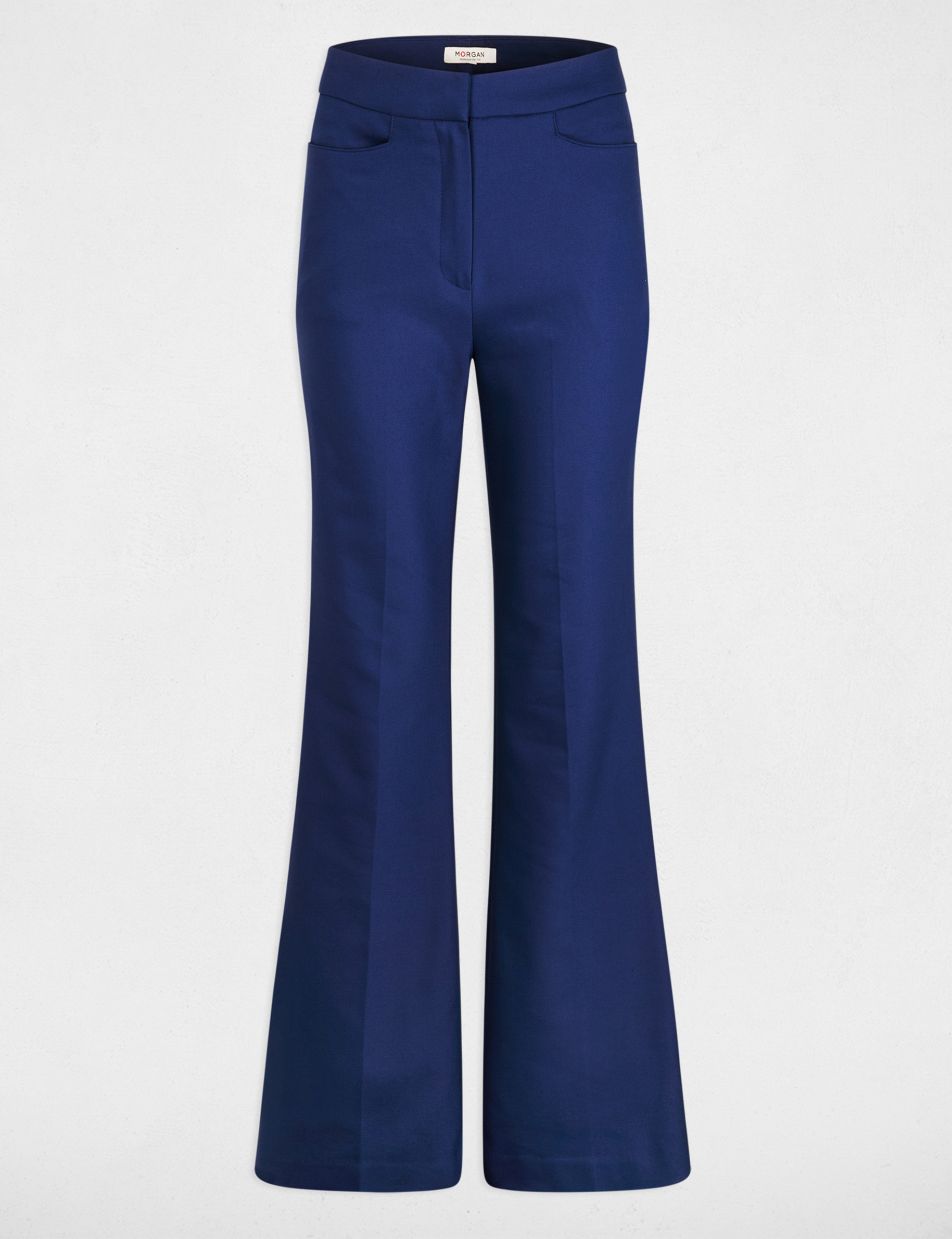 Pantal&oacute;n flare con pinzas azul marino mujer