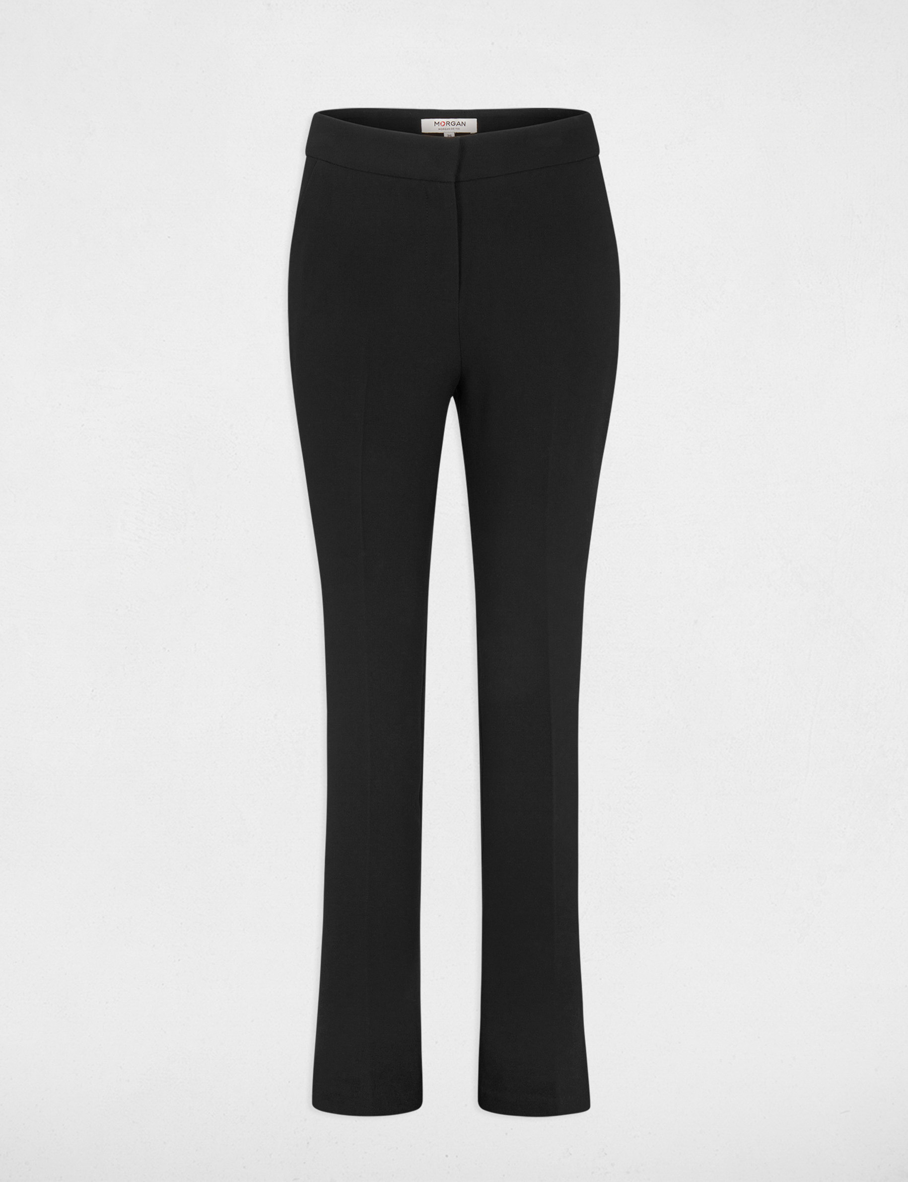 Pantalón de esmoquin flare bandas satén negro mujer