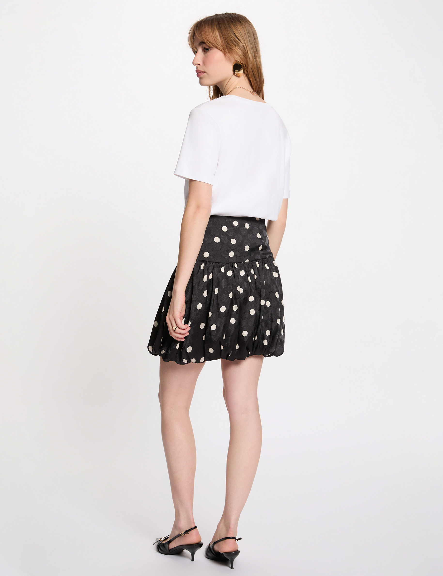 Falda globo estampada negro mujer