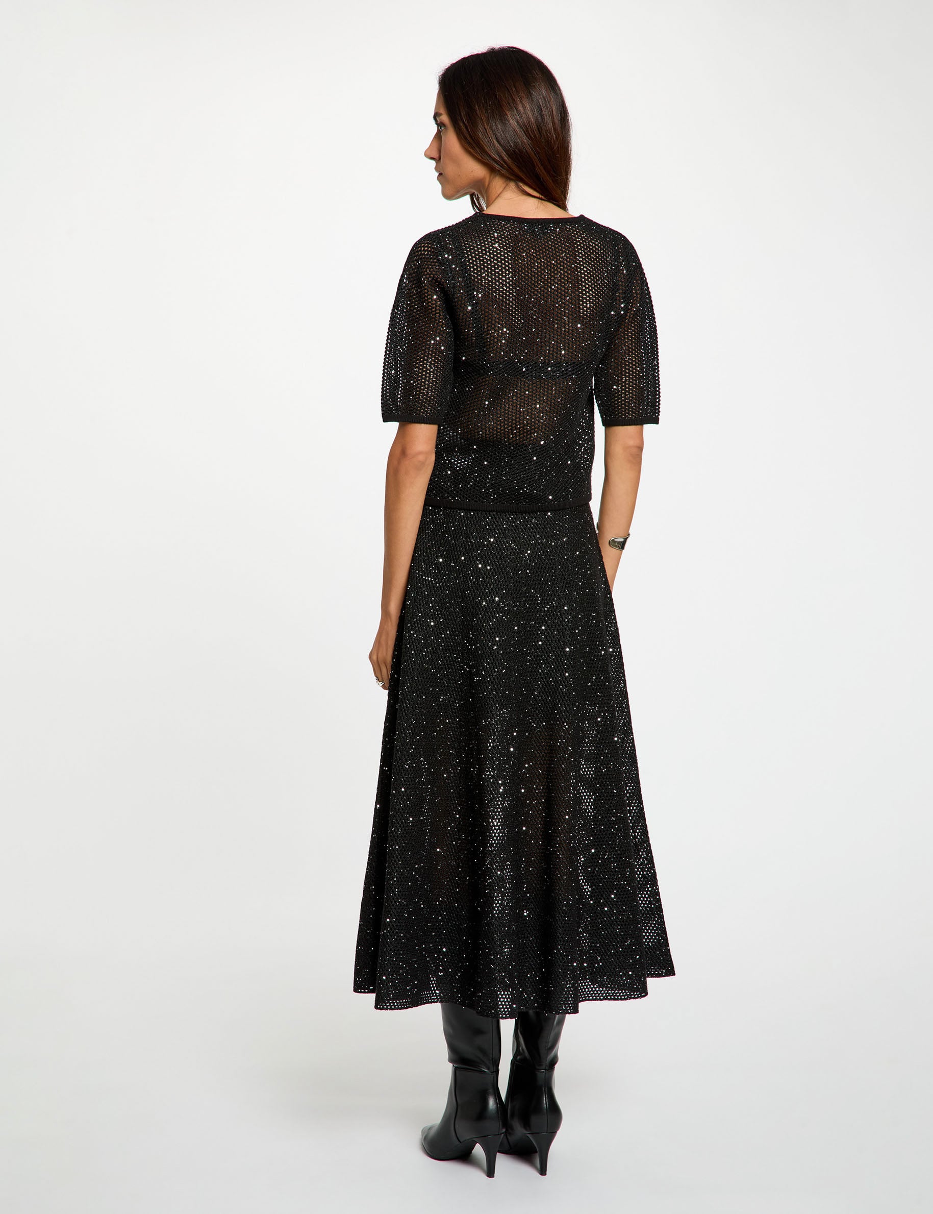 Camiseta de malla negro mujer