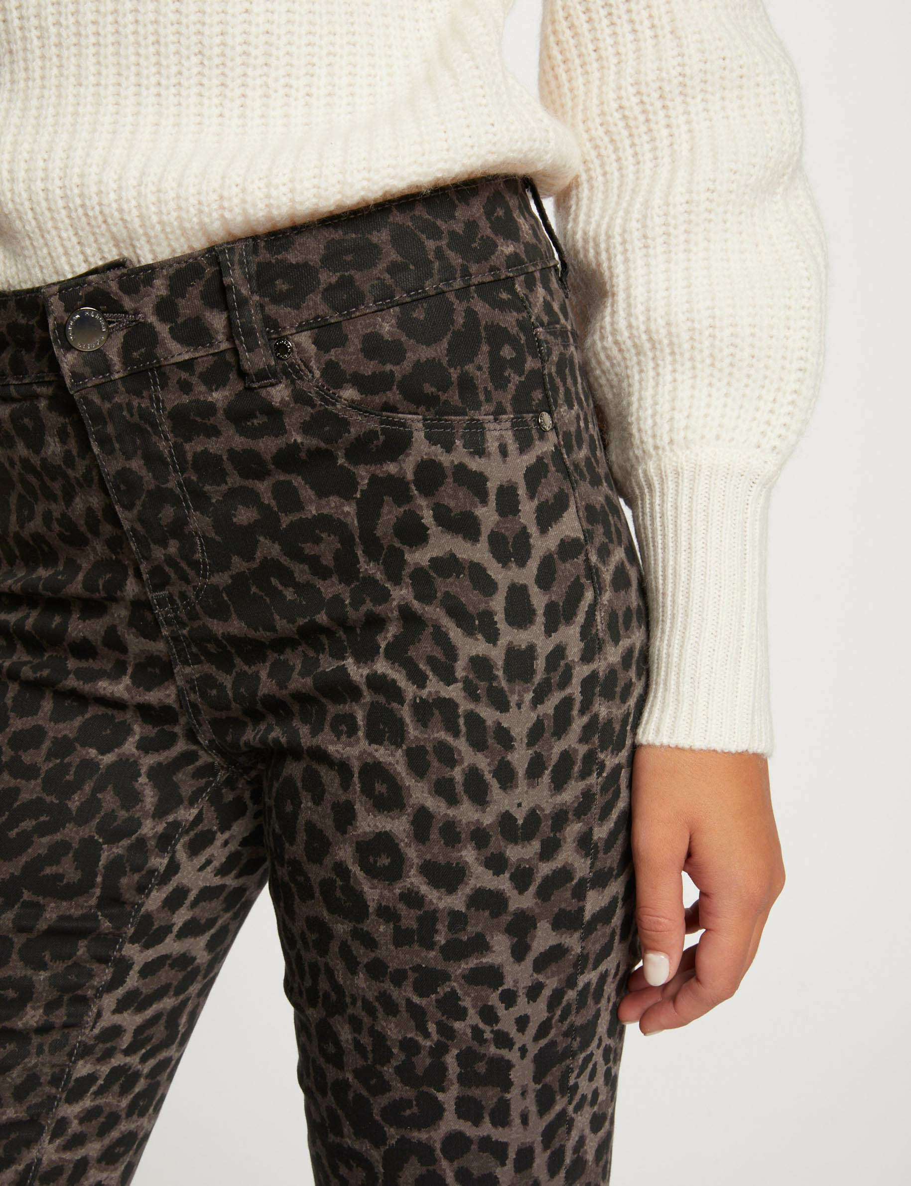 Vaquero skinny estampado de leopardo multico mujer