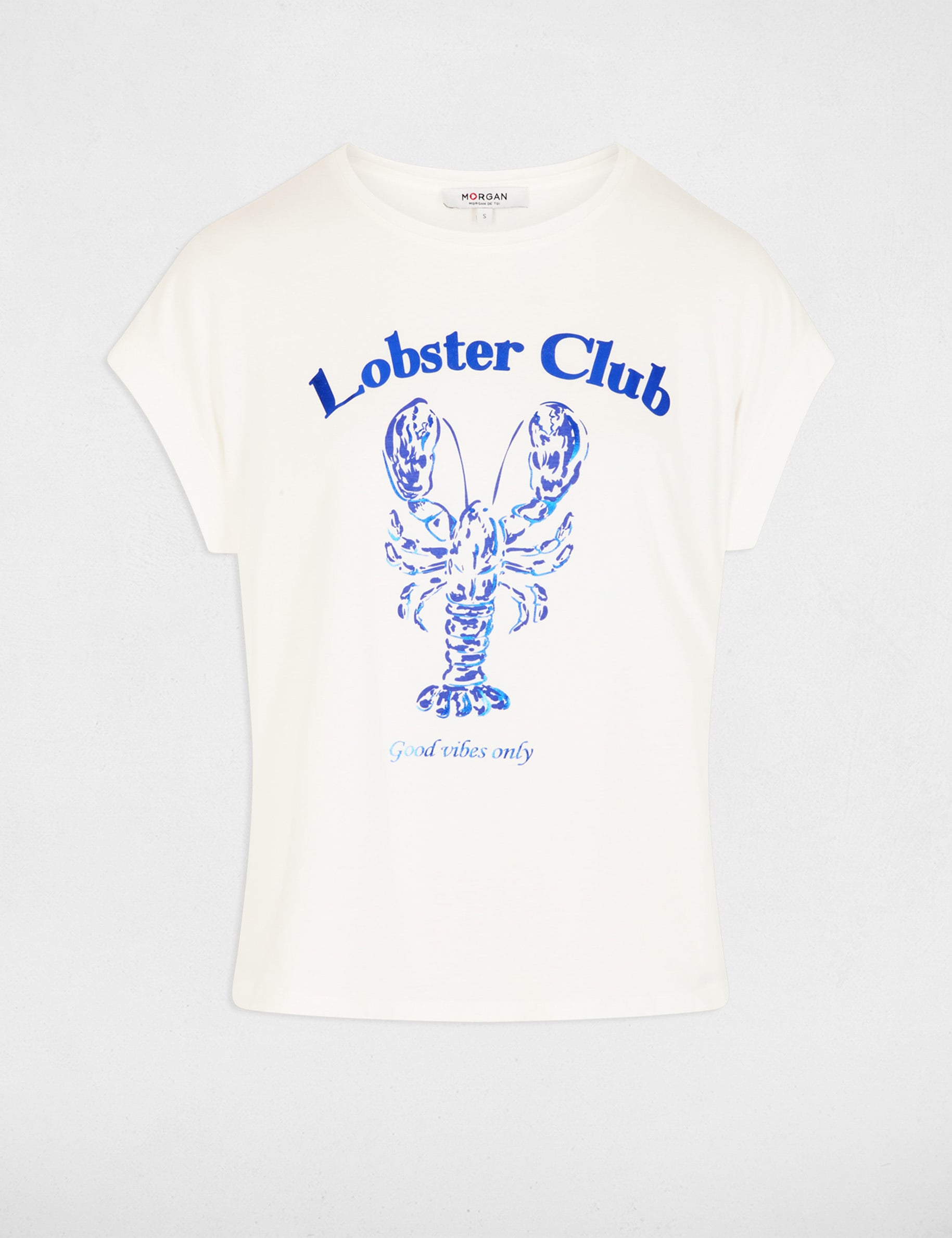 Camiseta recta cuello redondo blanco mujer