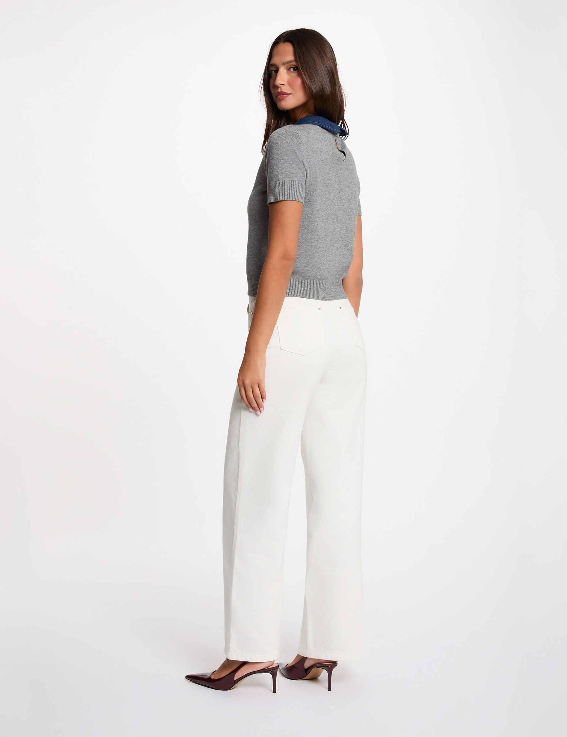 Jersey con cuello vuelto gris claro mujer