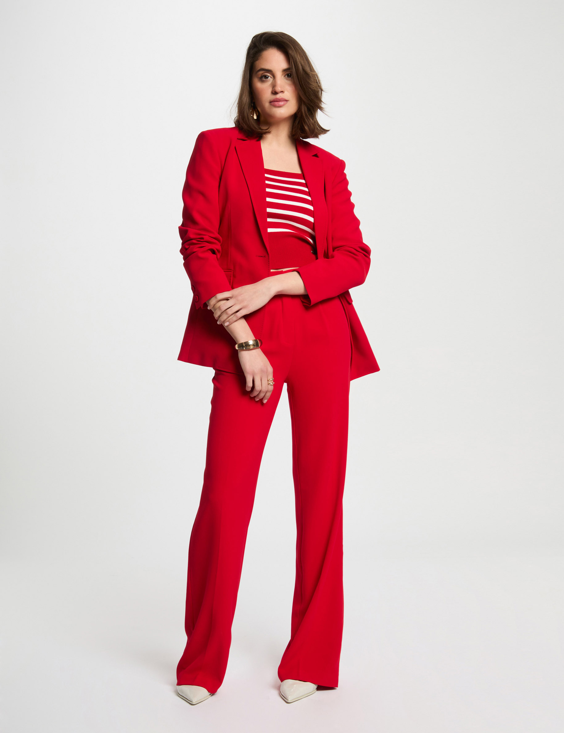 americana entallada abotonada rojo mujer Americana entallada abotonada rojo mujer