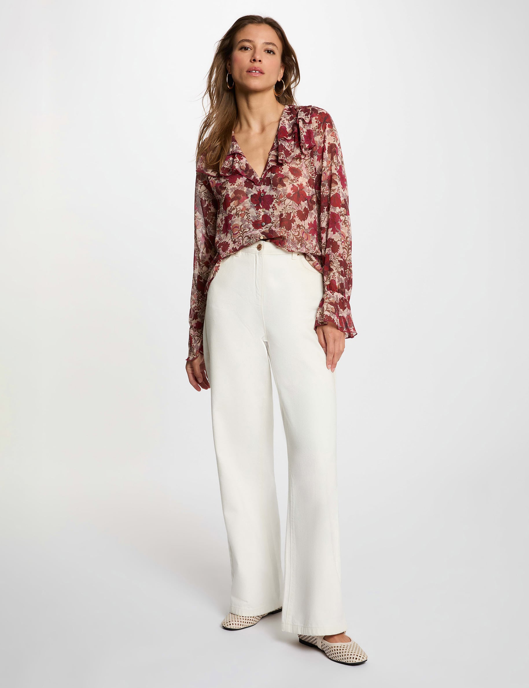 Blusa de gasa con cuello en v multicolor mujer
