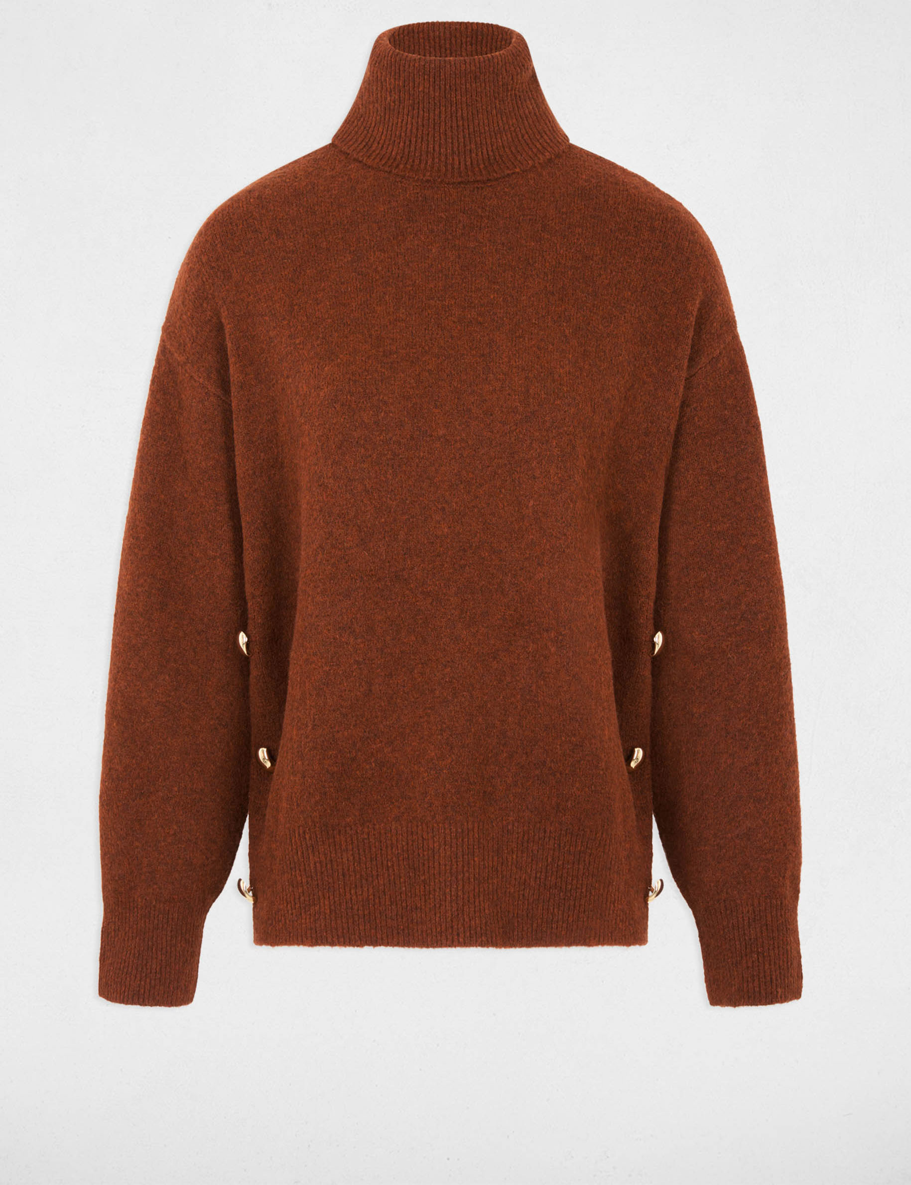 Jersey de cuello alto marr&oacute;n mujer