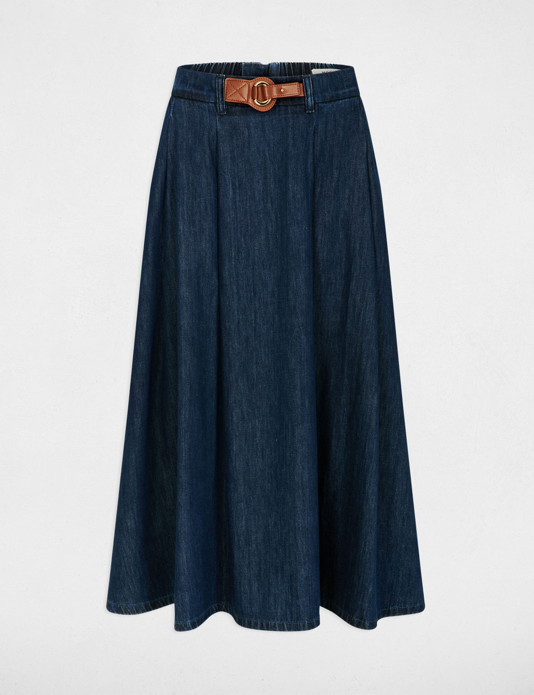 Falda larga evas&eacute; denim crudo mujer