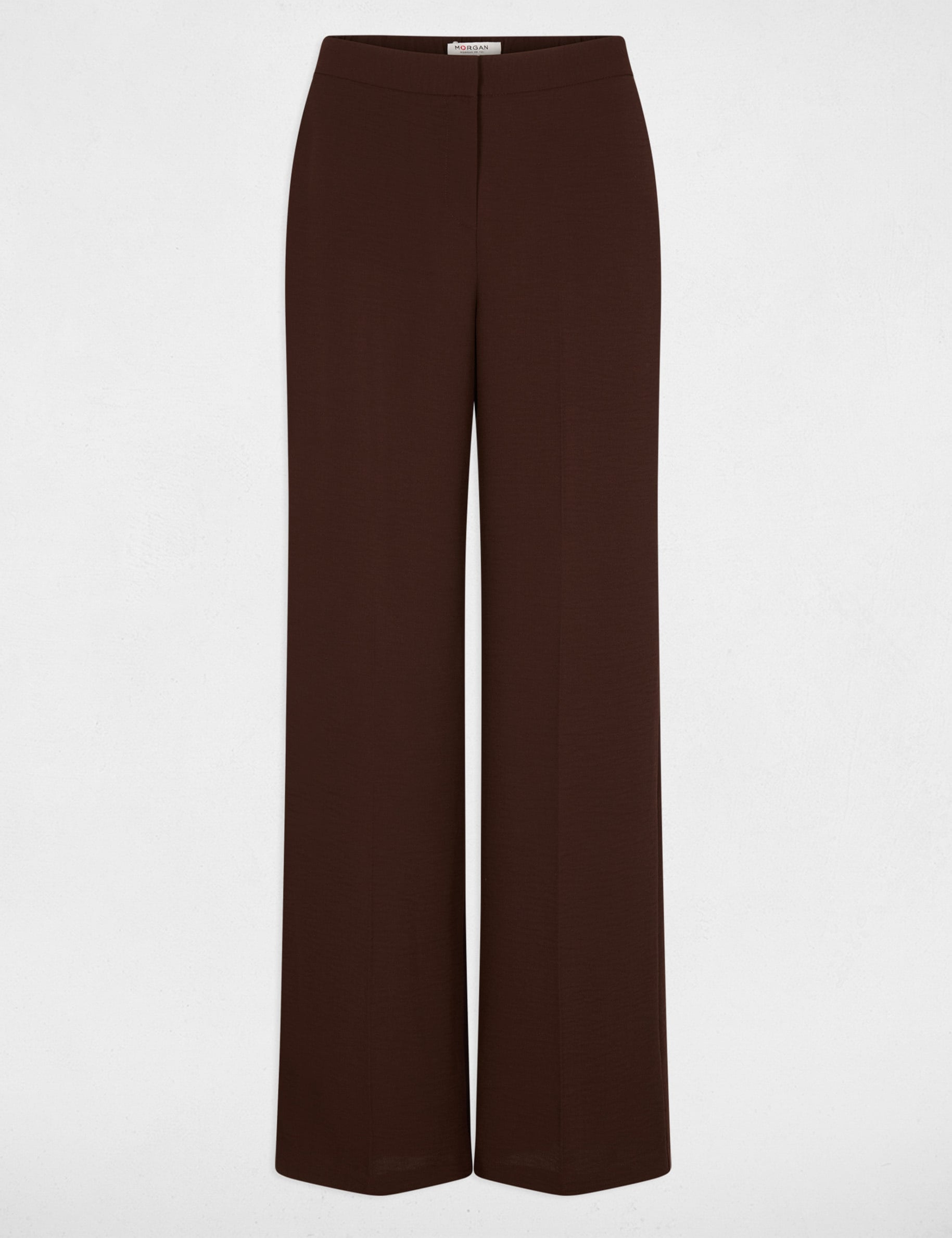 Pantal&oacute;n ancho y fluido marr&oacute;n oscuro mujer