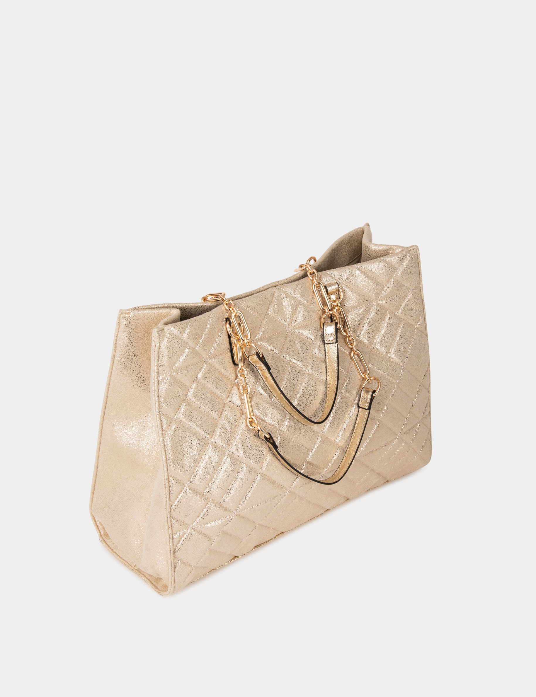 bolso shopper efecto acolchado dorado mujer Bolso shopper efecto acolchado dorado mujer