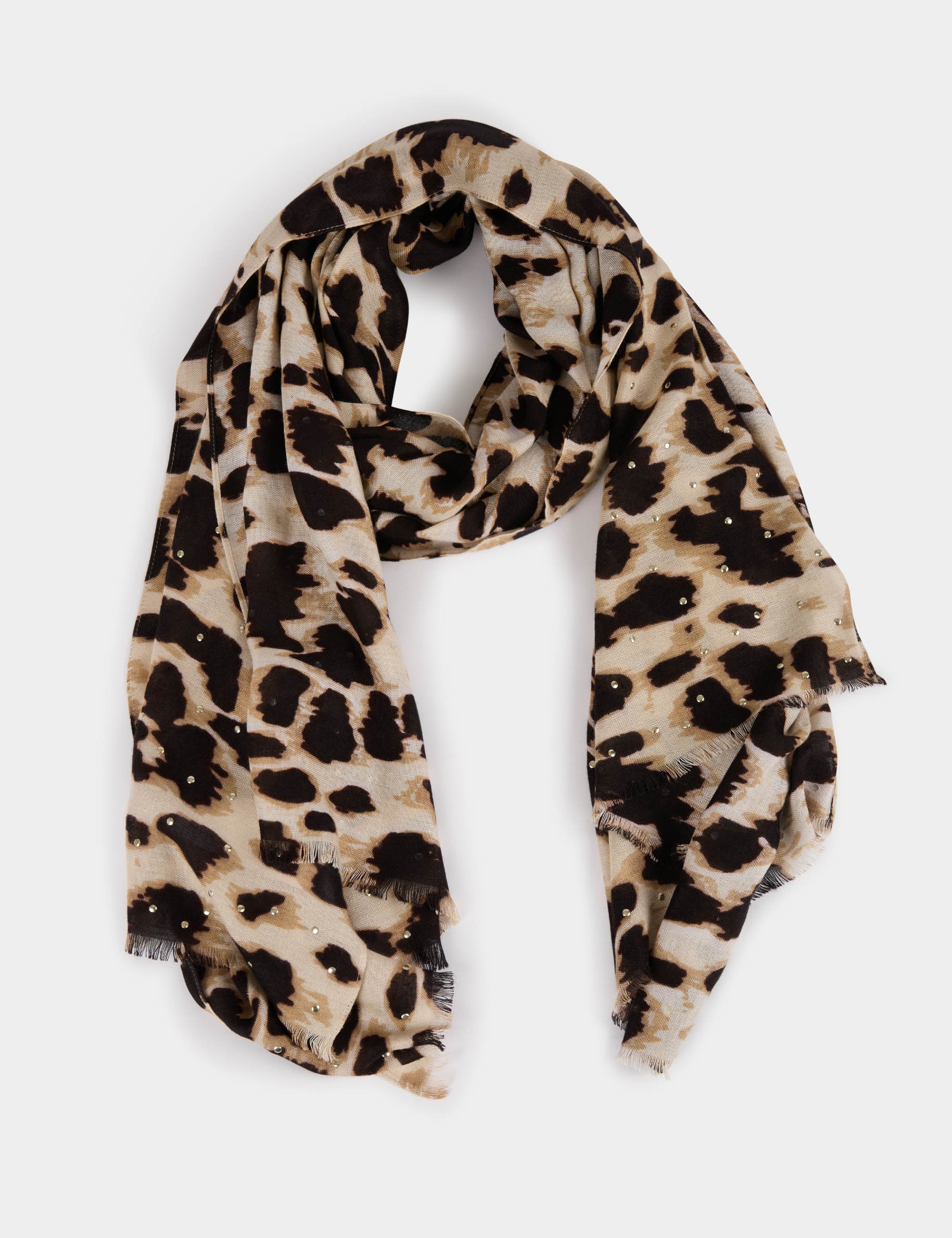 Fular estampado de leopardo multicolor mujer