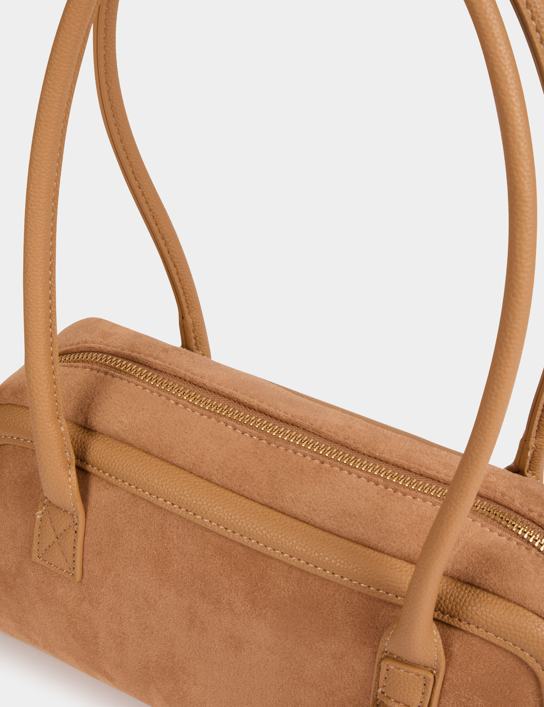 Bolso baguette de ante beige mujer