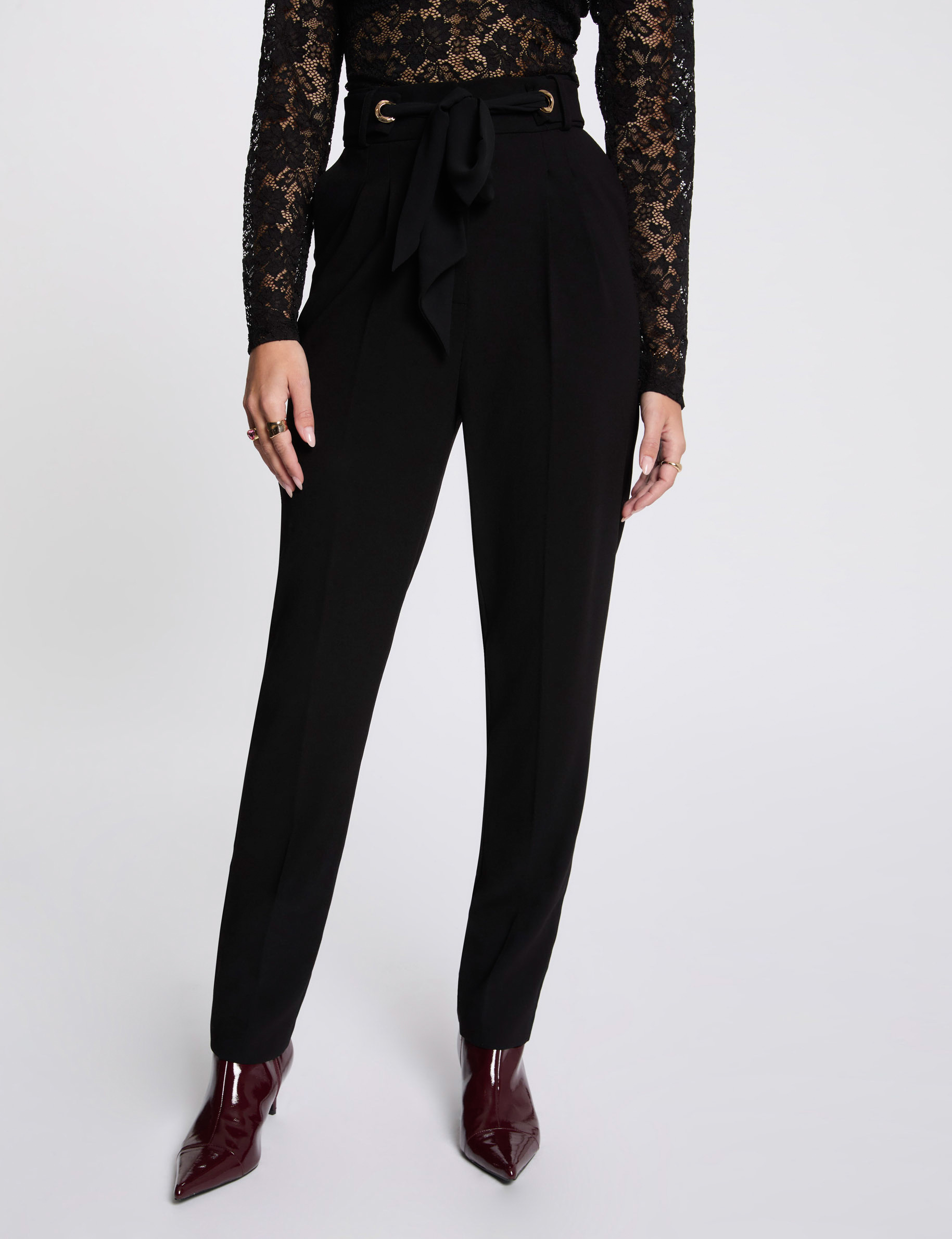 pantalon estrecho en pernera negro mujer Pantalón estrecho en pernera negro mujer