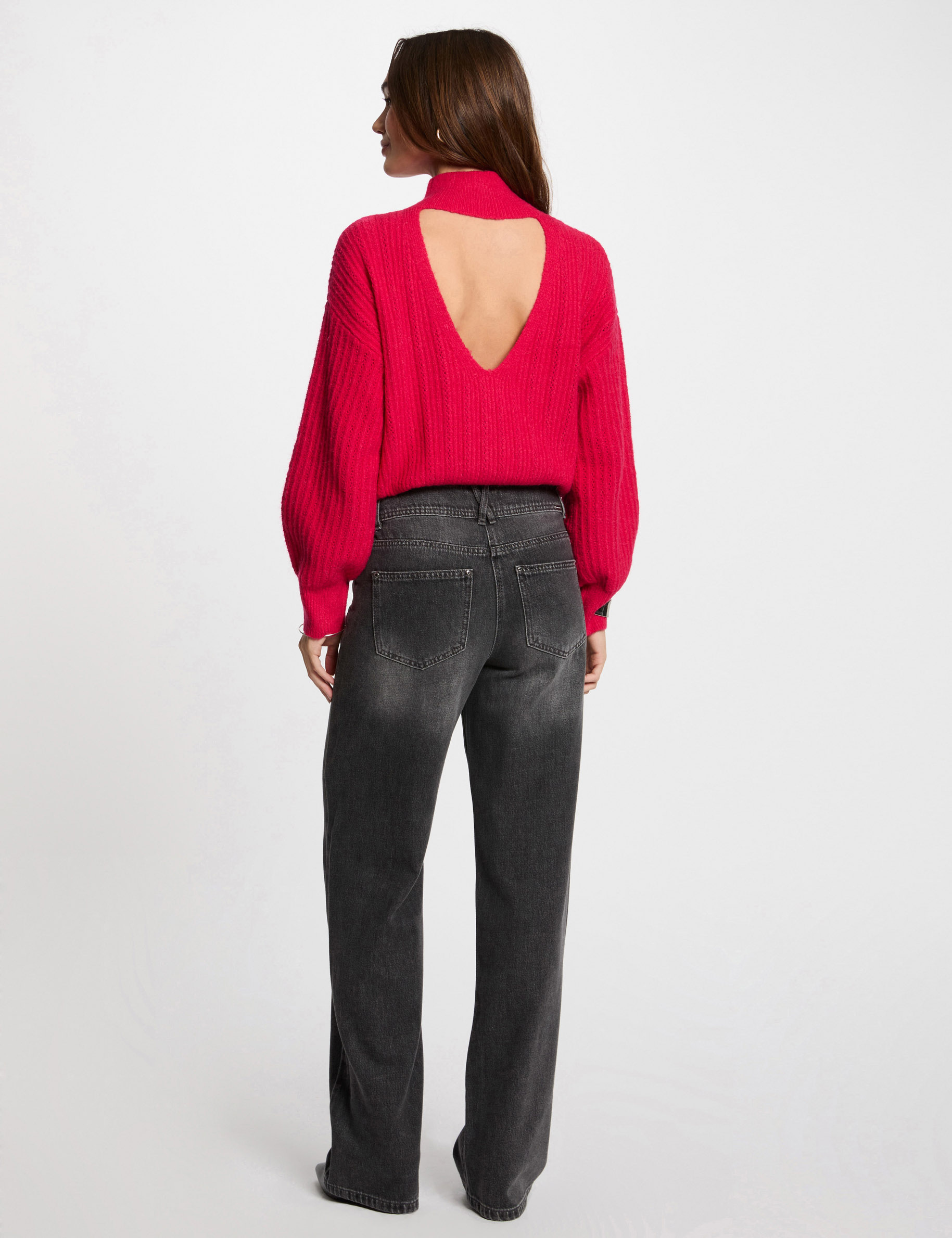 jersey con cuello alto rosa frambuesa mujer Jersey con cuello alto rosa frambuesa mujer