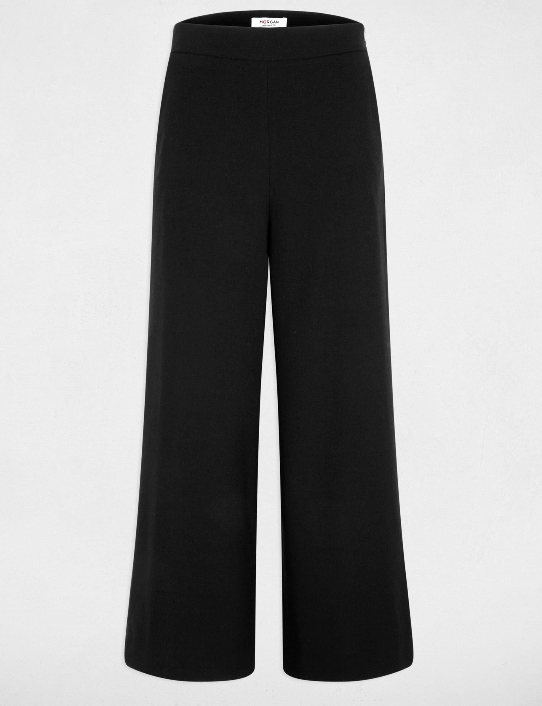 Pantal&oacute;n ancho de tiro alto negro mujer