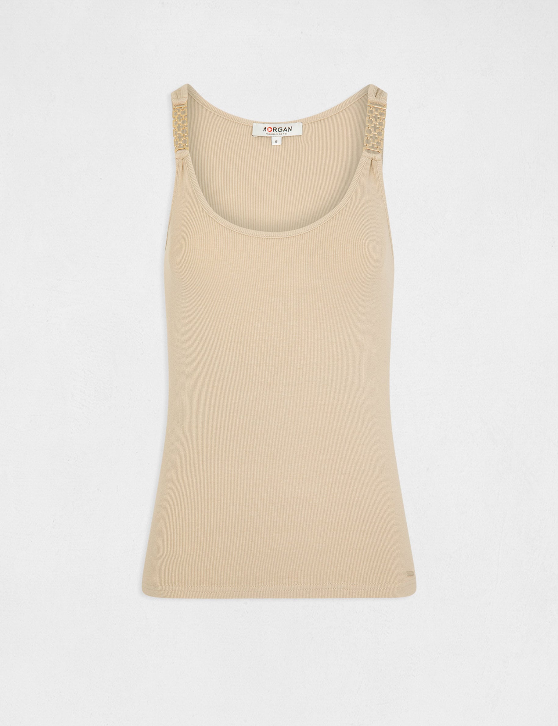 Top tirantes con adornos arena mujer