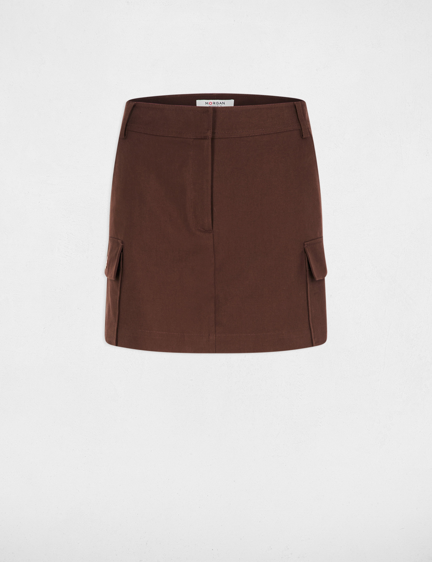 Falda-pantal&oacute;n corto ajustada marr&oacute;n oscuro mujer