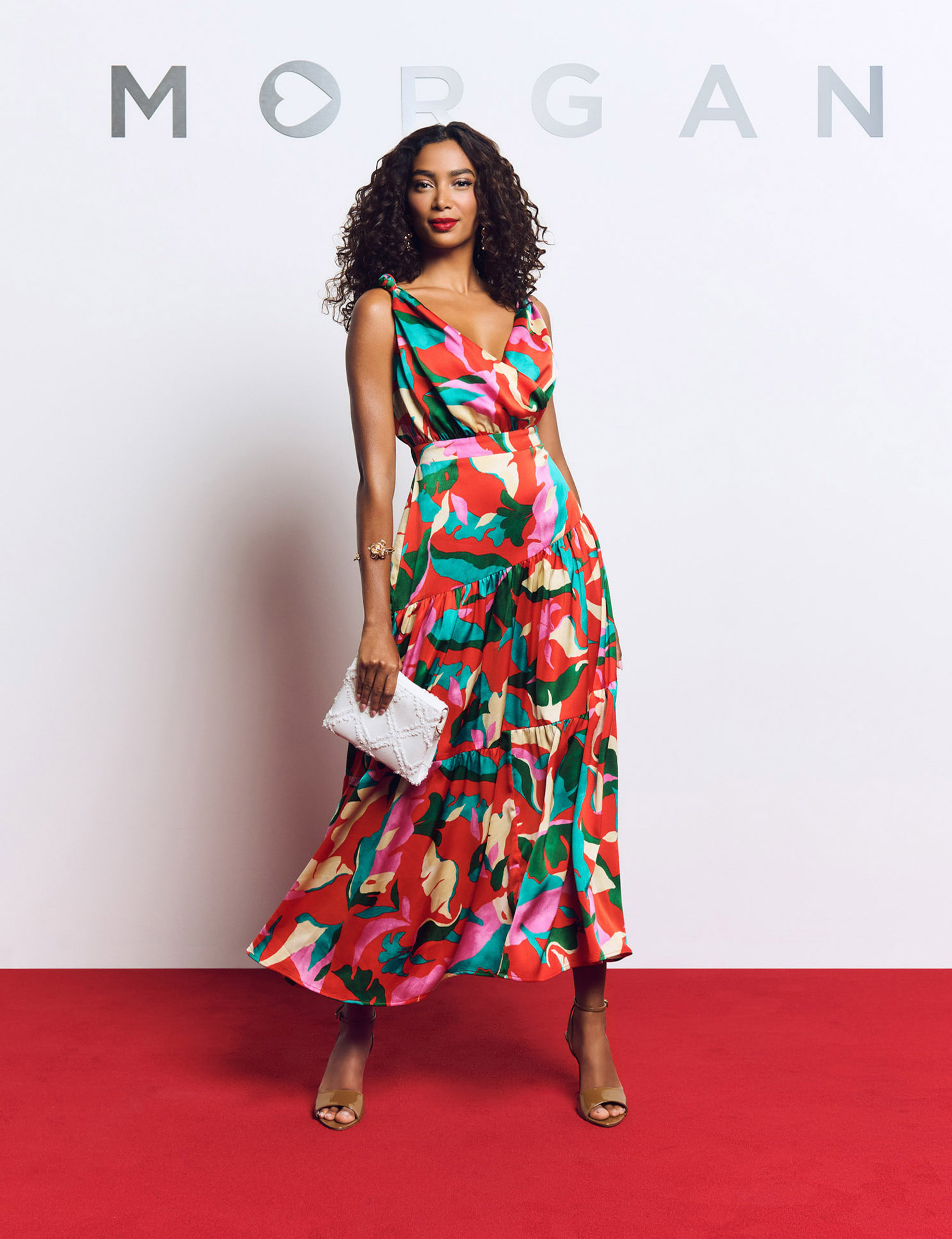 vestido largo recto estampado multicolor mujer Vestido largo recto estampado multicolor mujer