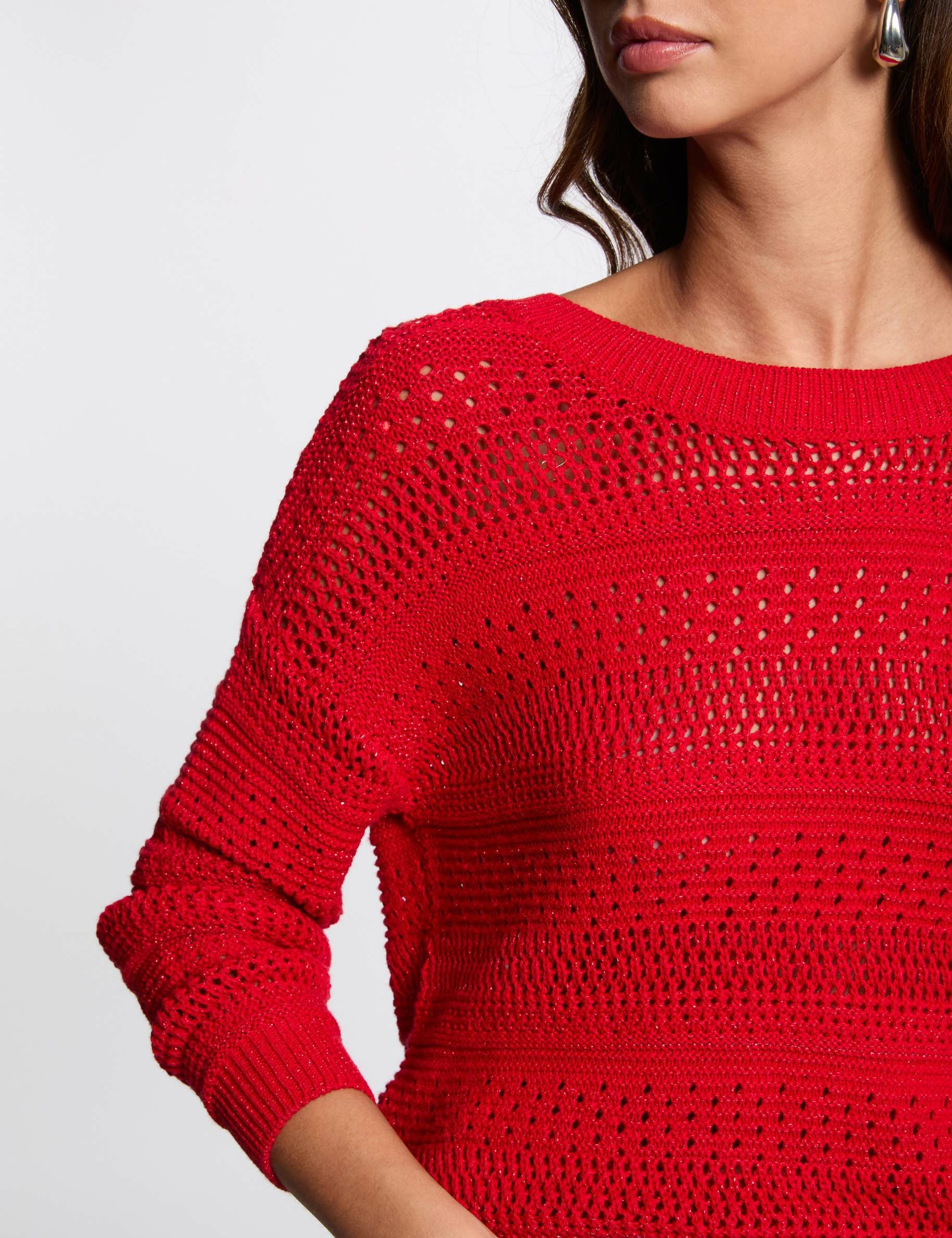 jersey manga larga calado rojo mujer Jersey manga larga calado rojo mujer