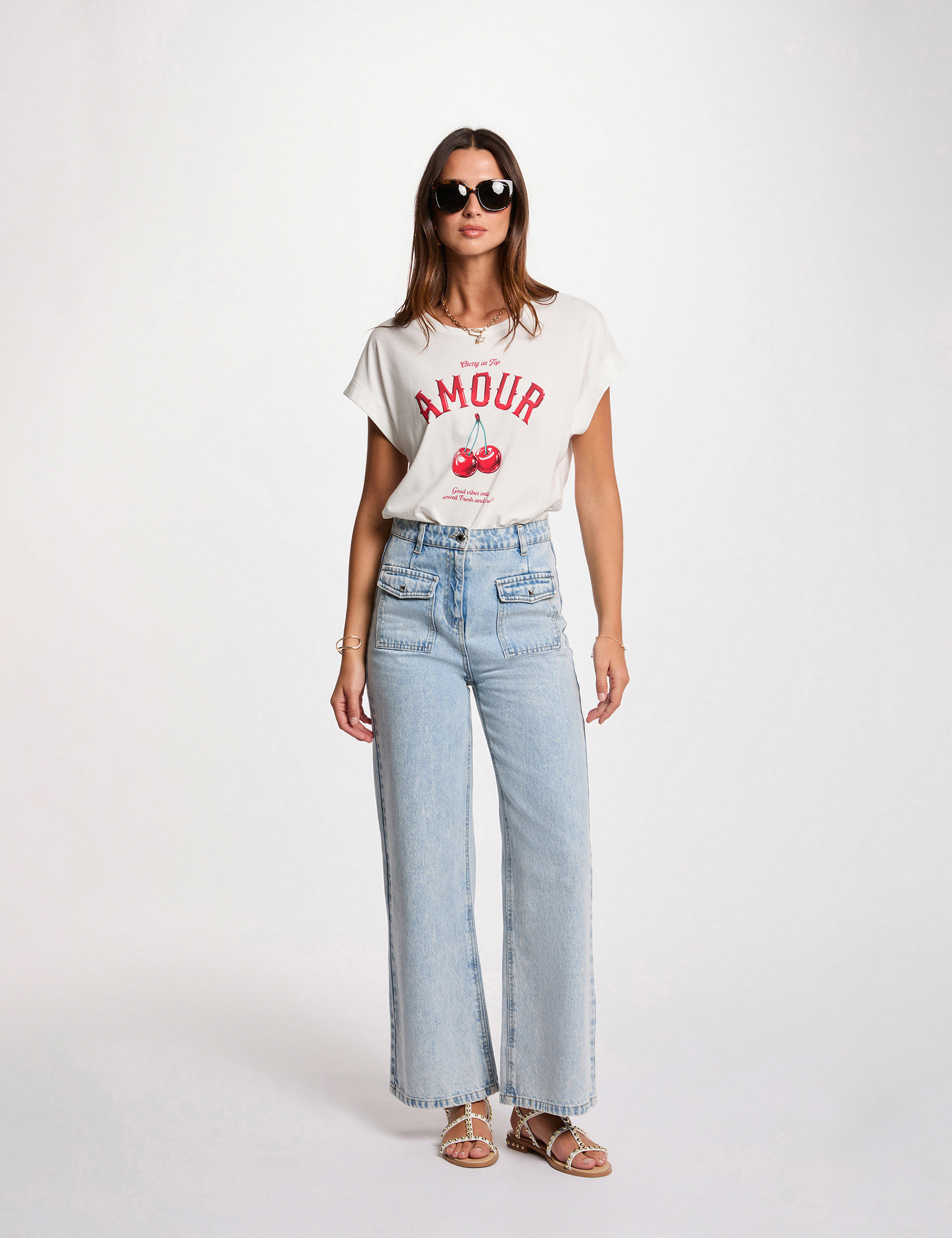 Camiseta con inscripción blanco mujer