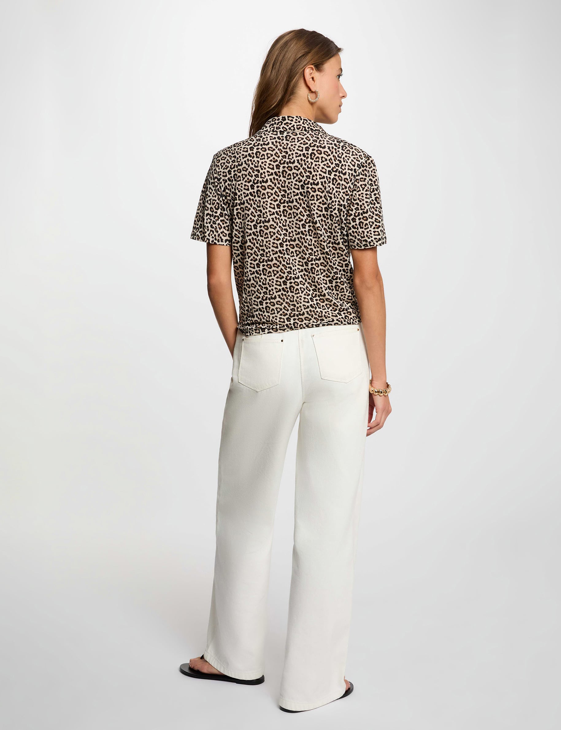 Camisa anudada con cuello abierto multicolor mujer