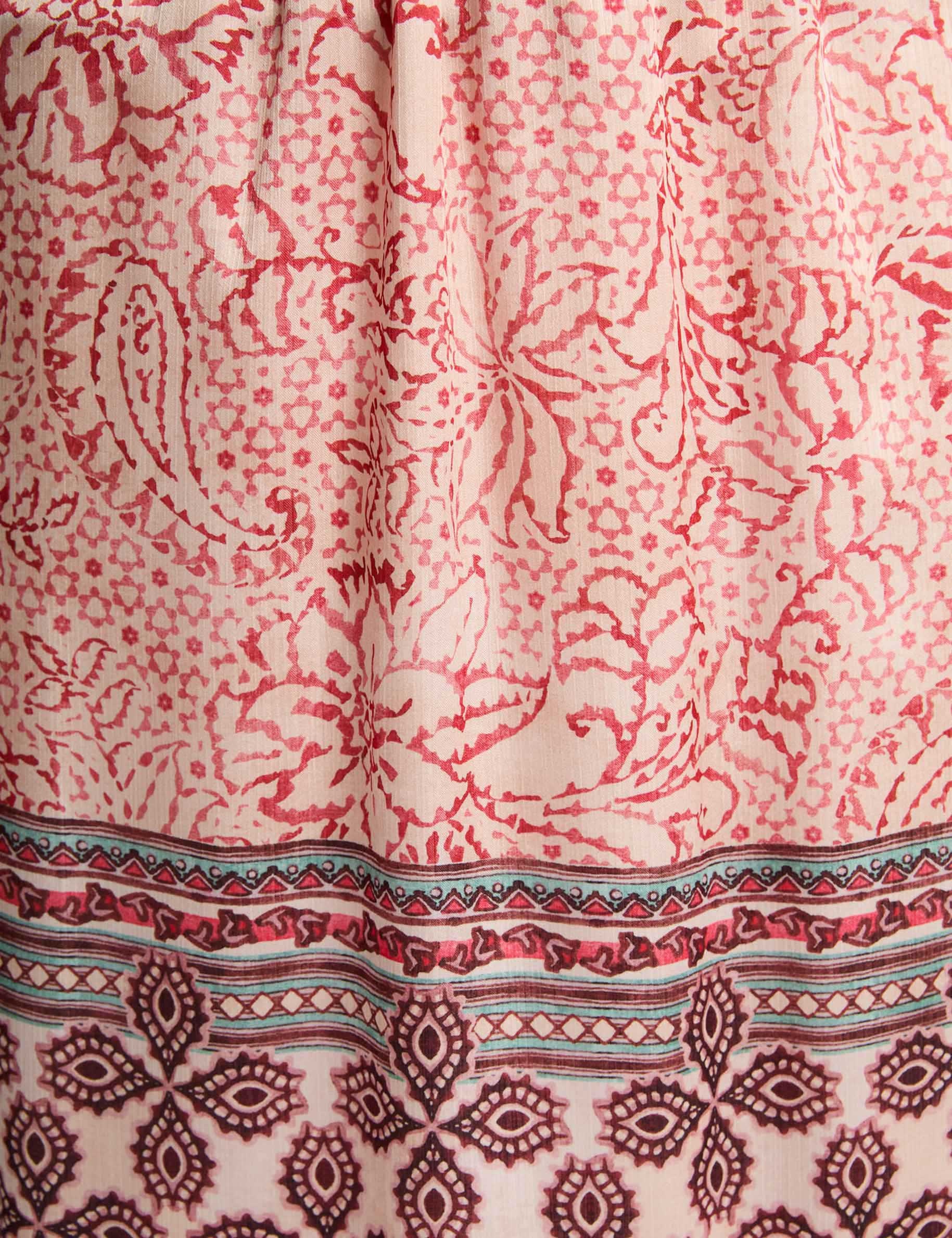 Falda larga fluida multicolor mujer