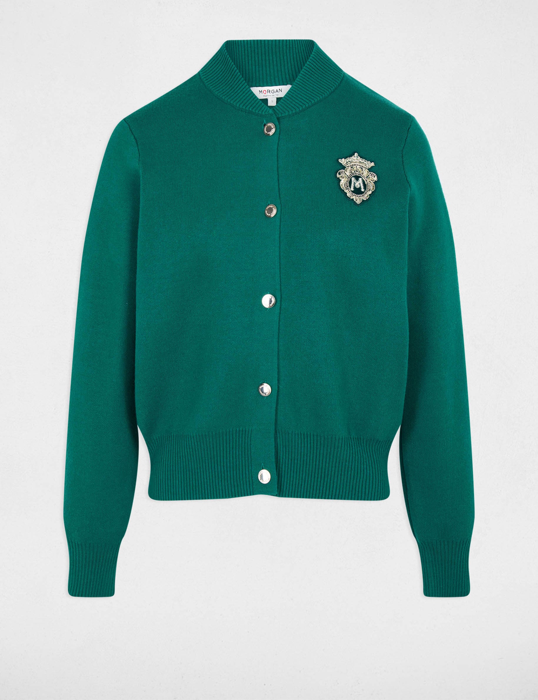 Jersey con cuello teddy verde mujer
