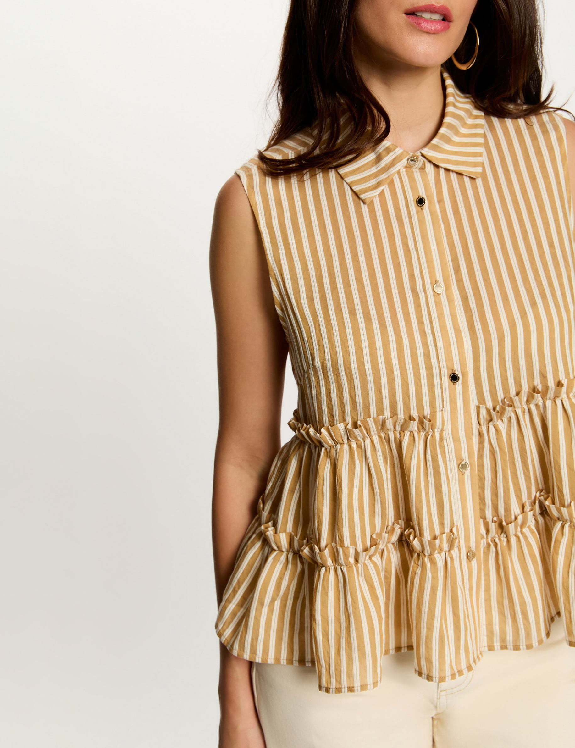 Camisa sin mangas a rayas multicolor mujer
