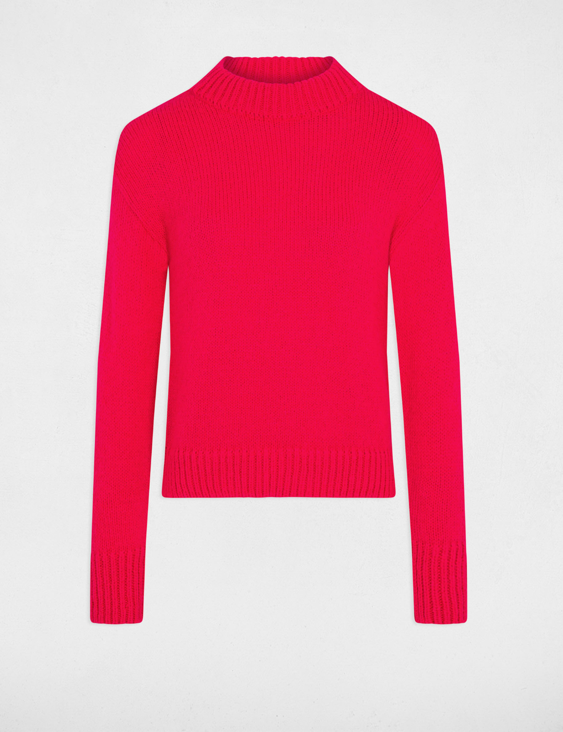 Jersey manga larga con cuello alto rosa medio mujer
