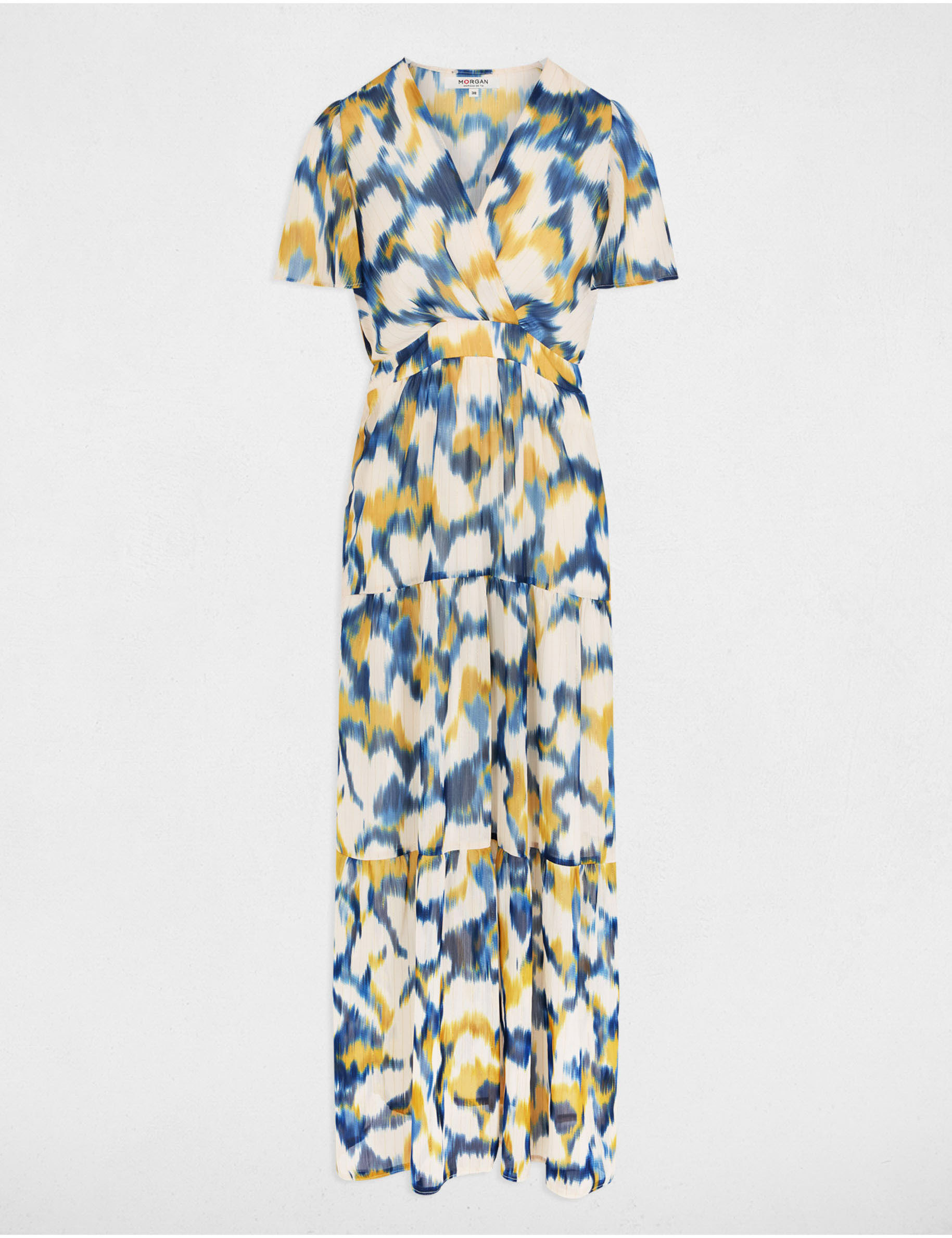 vestido largo recto estampado multicolor mujer Vestido largo recto estampado multicolor mujer